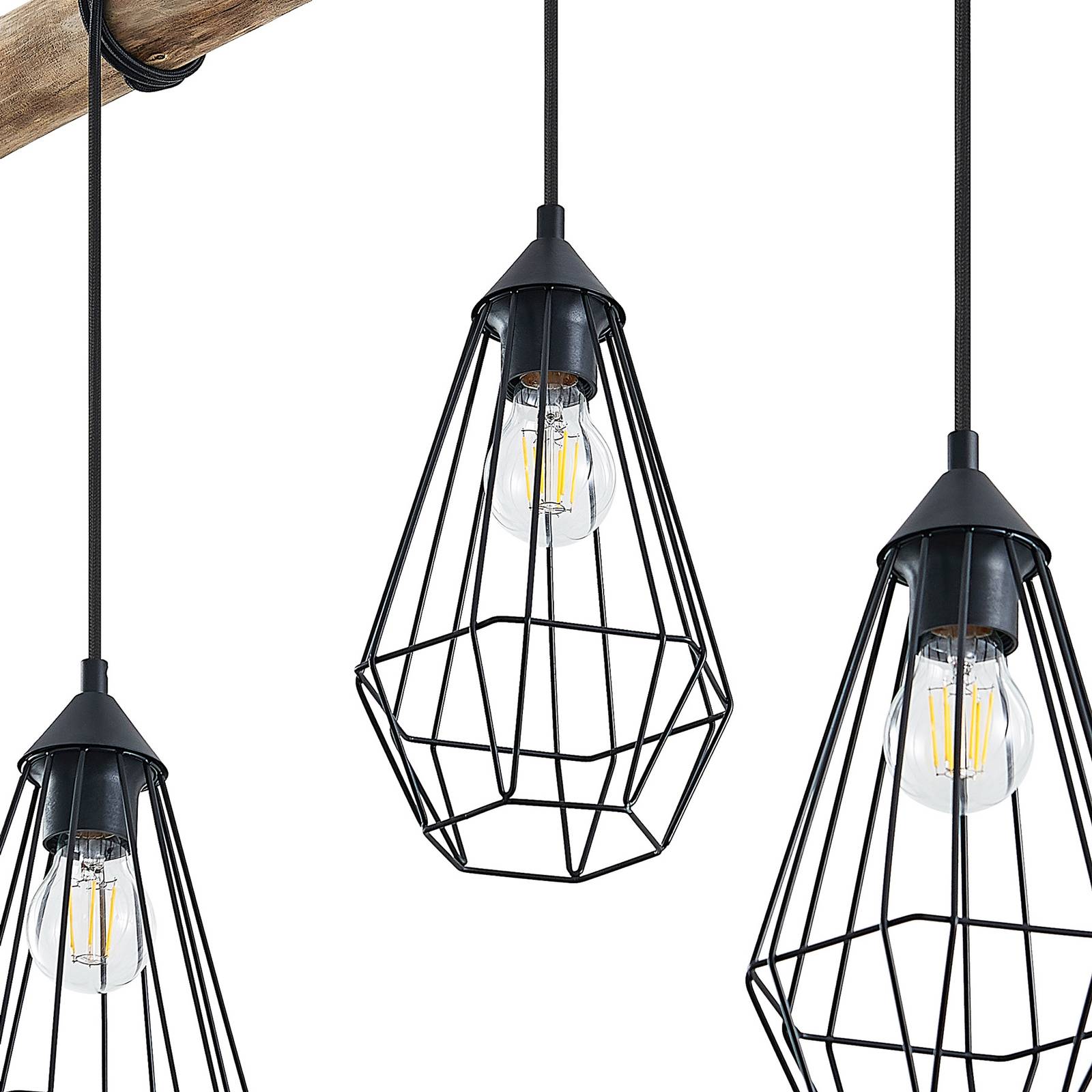 Lindby Eldarion lampa wisząca drewniana 4-pkt.