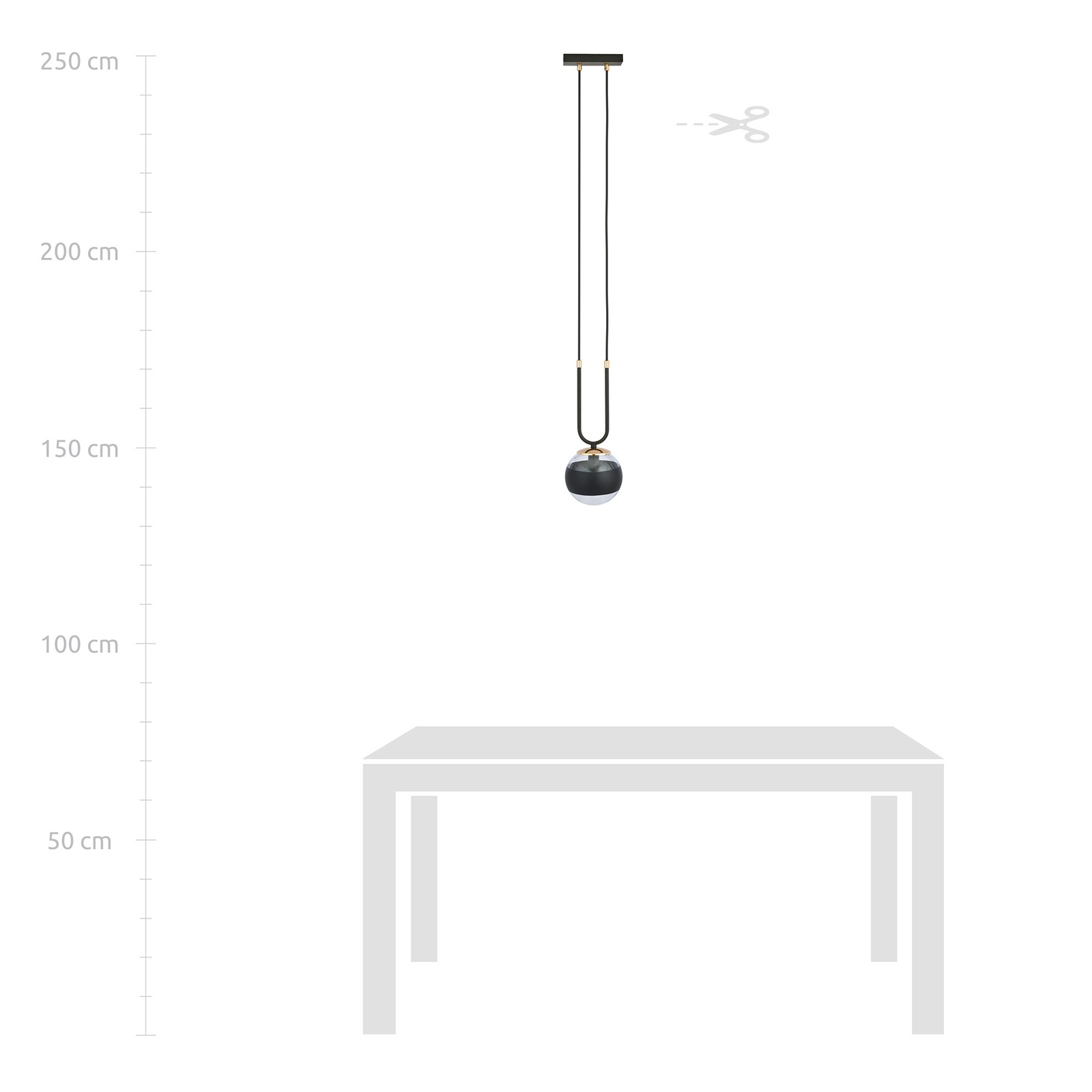 Hanglamp Linear, zwart/helder, 1-lamp