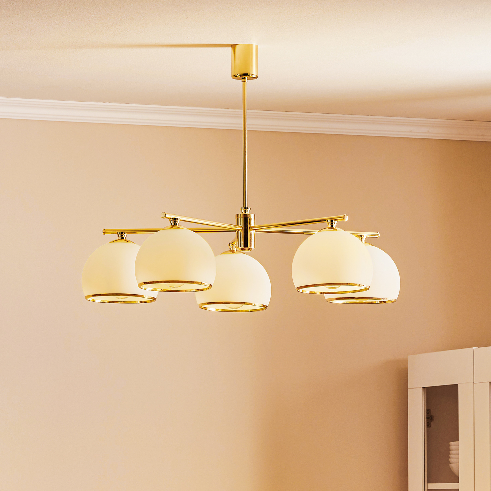 Suspension Mina à 5 lampes, laiton