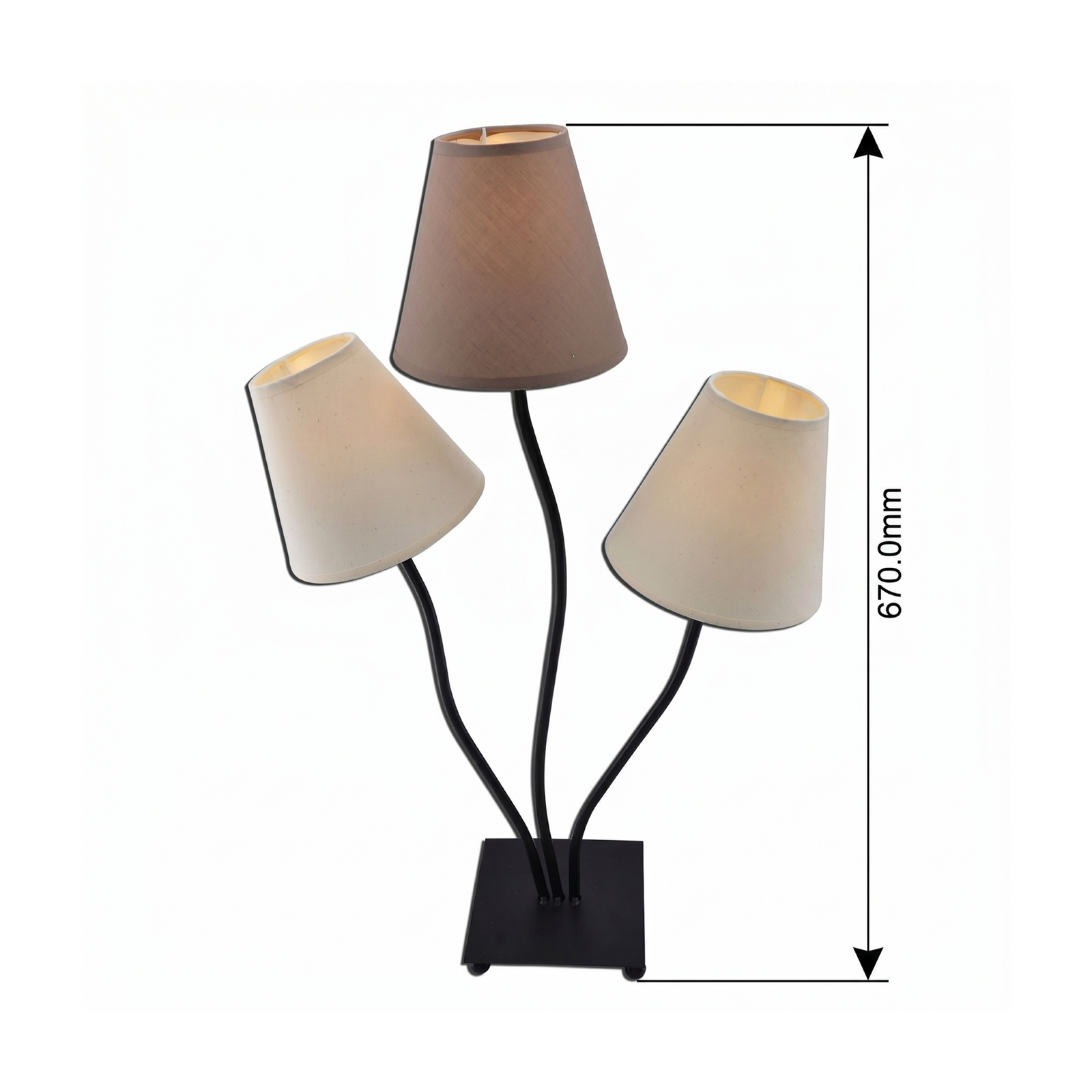 Twiddle - dreiflammige Tischlampe in Brauntönen