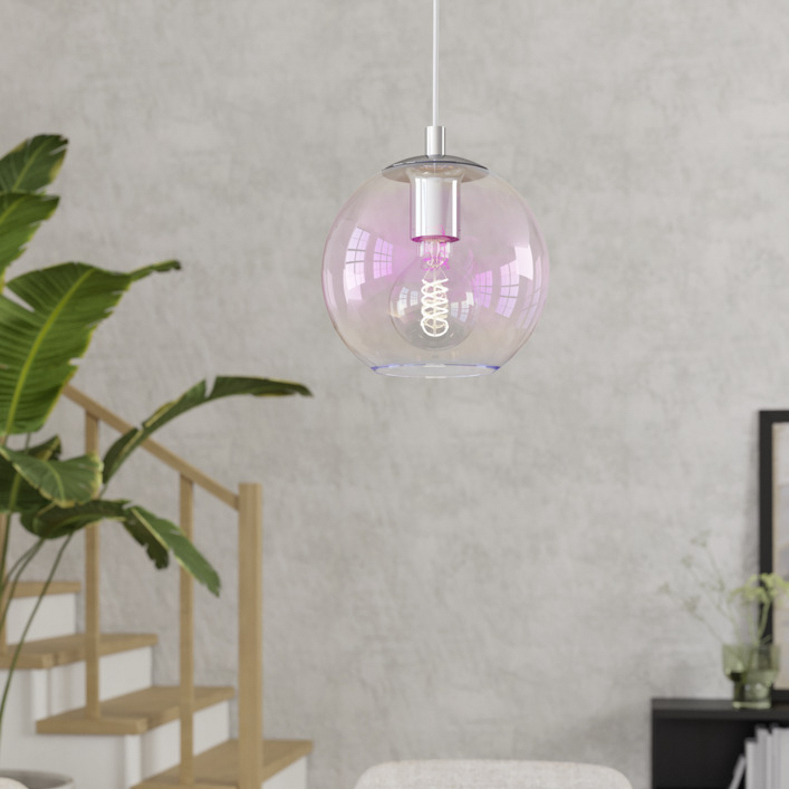 EGLO hanglamp ARISCANI 2, Ø 20 cm, 1-lamp, chroom/iriserend