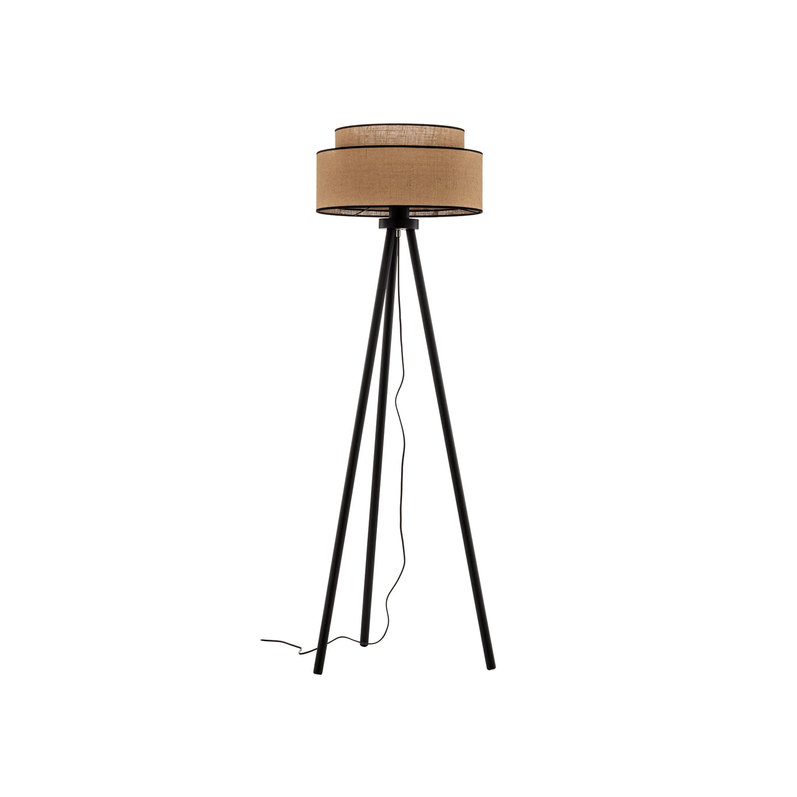 Lampa stojąca Boho, brązowo-czarna, tkanina/metal, wysokość 145 cm