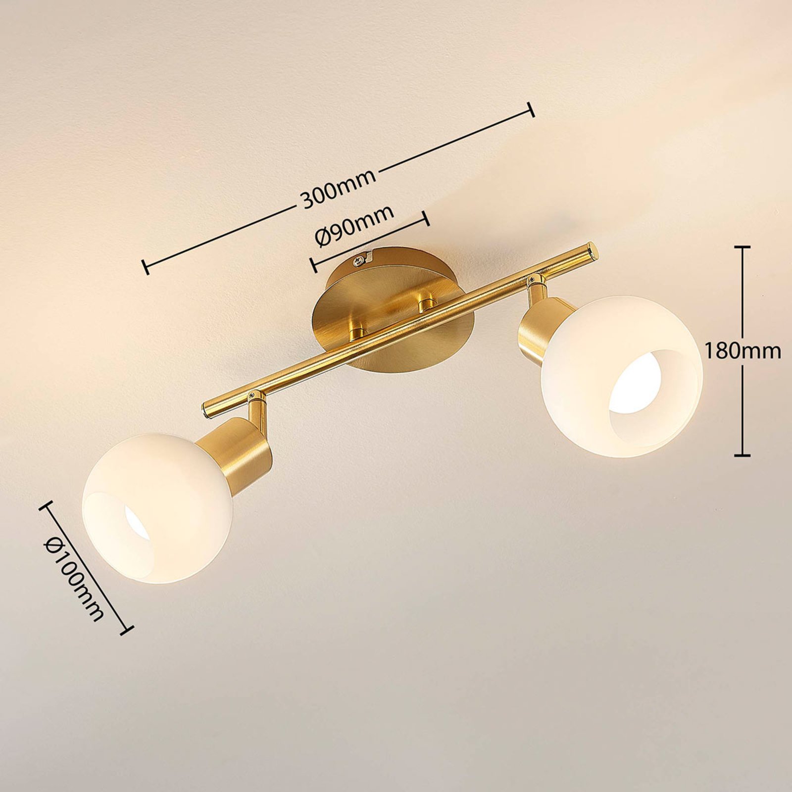 Elaina 2 Plafonnier Brass/Opal - Lindby