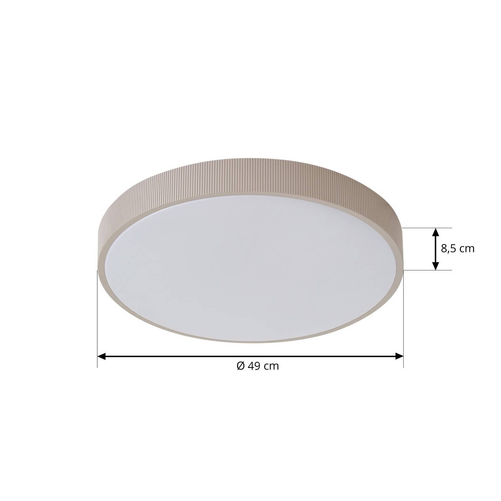 Lampa sufitowa LED Lindby Zylo, kolor taupe, Ø 49 cm, temperatura barwowa