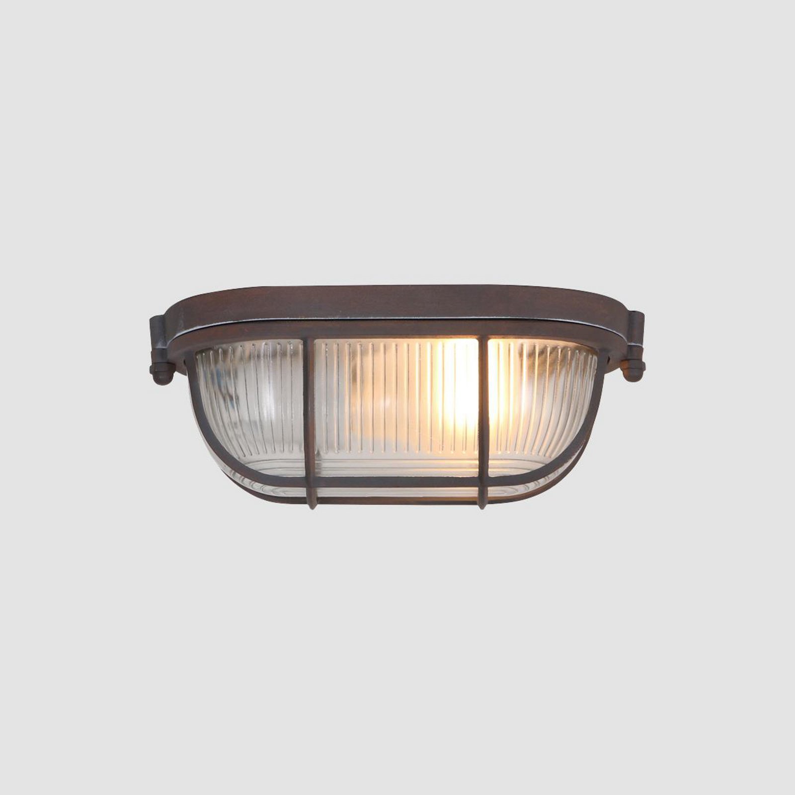 Deckenleuchte Lisanne, braun, oval, Metall, Glas, E27