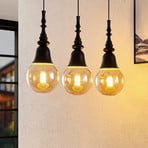 Lucande Gesja suspension 3 lampes allongée noire