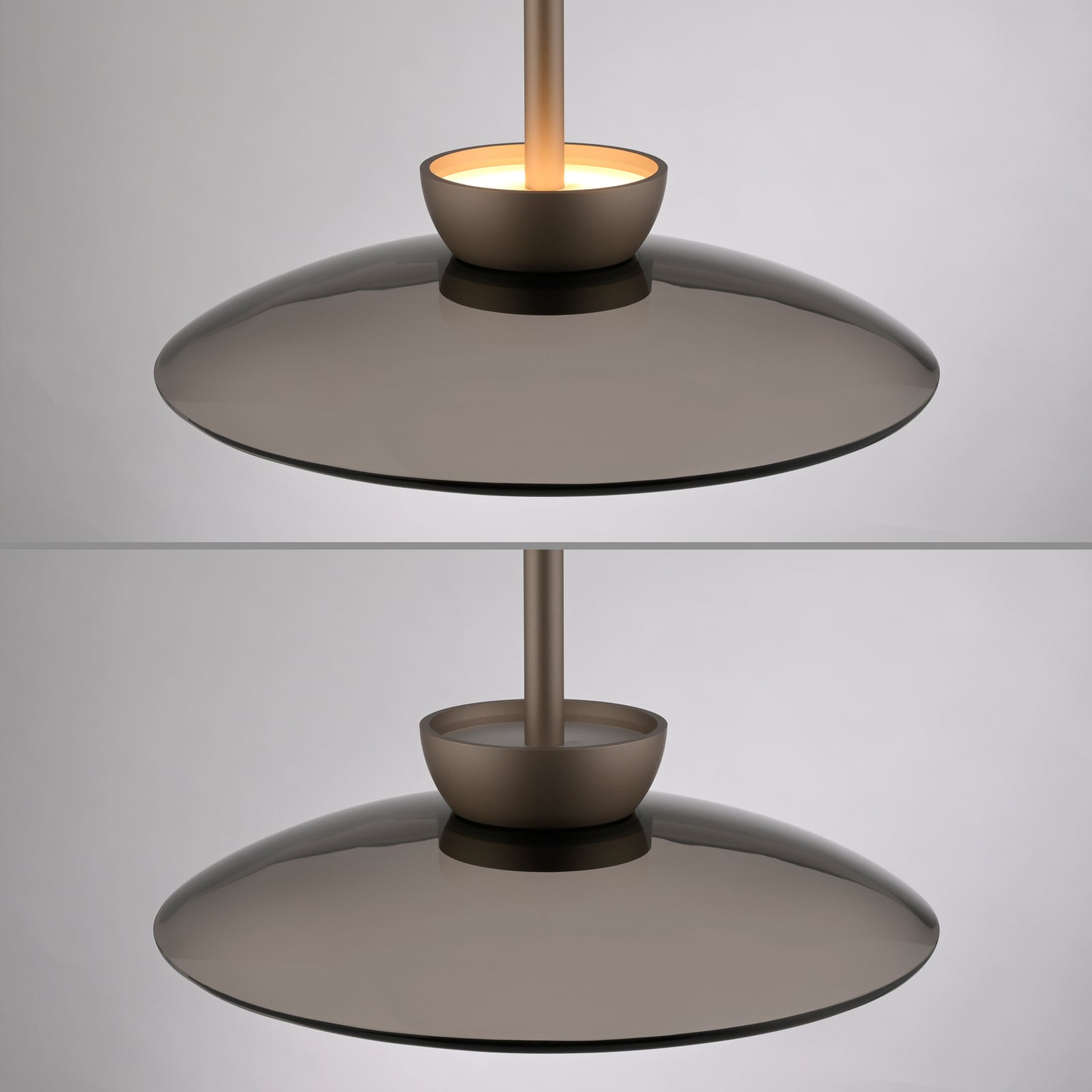 Lampada LED a sospensione Moon, bronzo, vetro ambrato (scuro), Ø 32 cm - PURE Lampada LED a sospensione Moon, bronzo, vetro ambrato (scuro), Ø 32 cm - PURE
