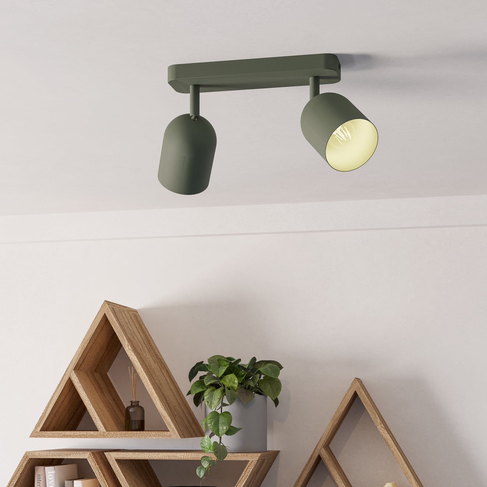 Deckenstrahler Tilston, dunkelgrün, Länge 28 cm 2-flg. Stahl