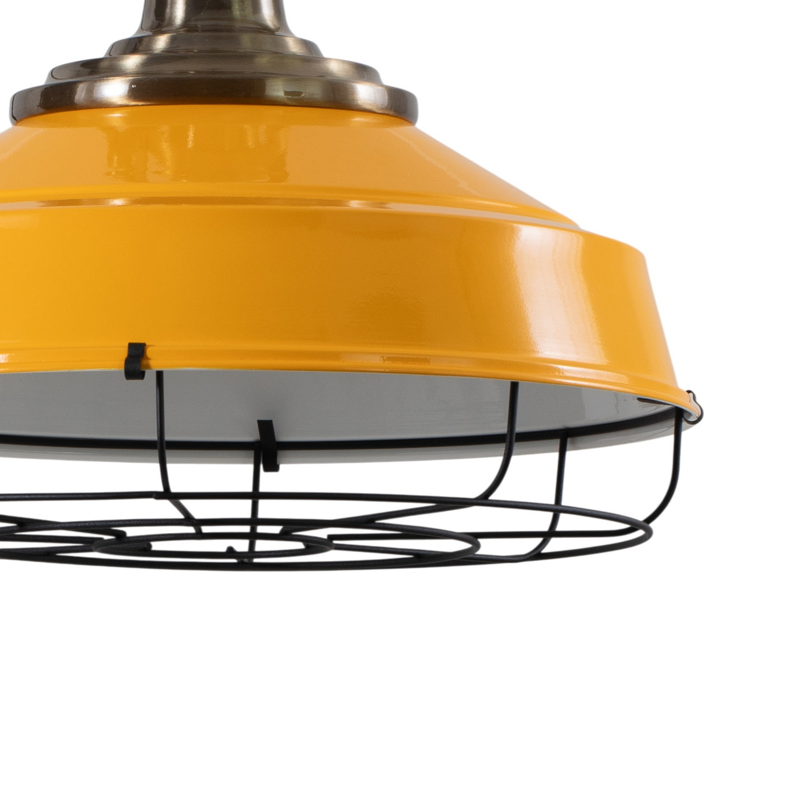 Lampa wisząca Astel, żółta, Ø 41 cm, metal, detal z antycznego mosiądzu