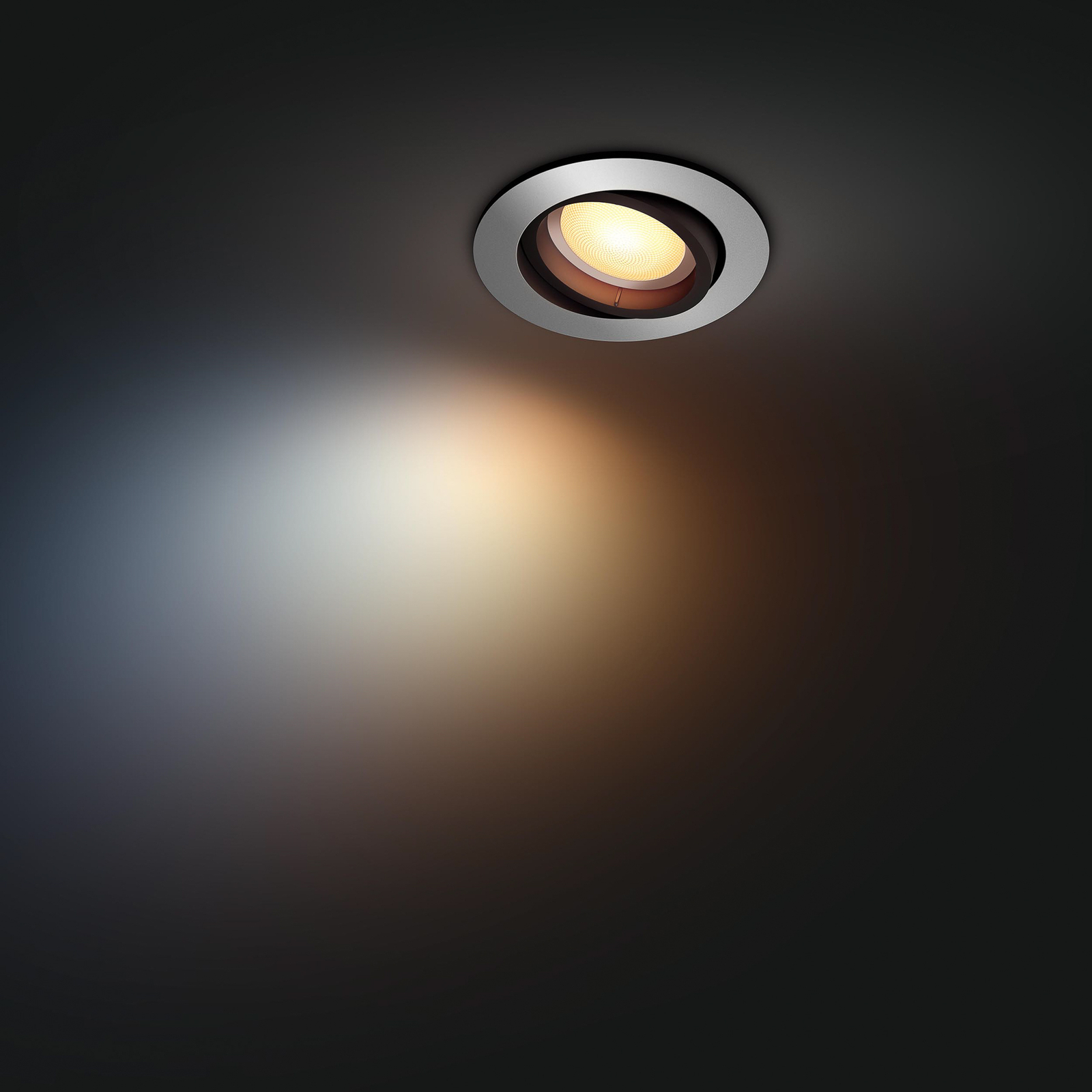 Philips Hue Milliskin LED innfelt spot rund, aluminium