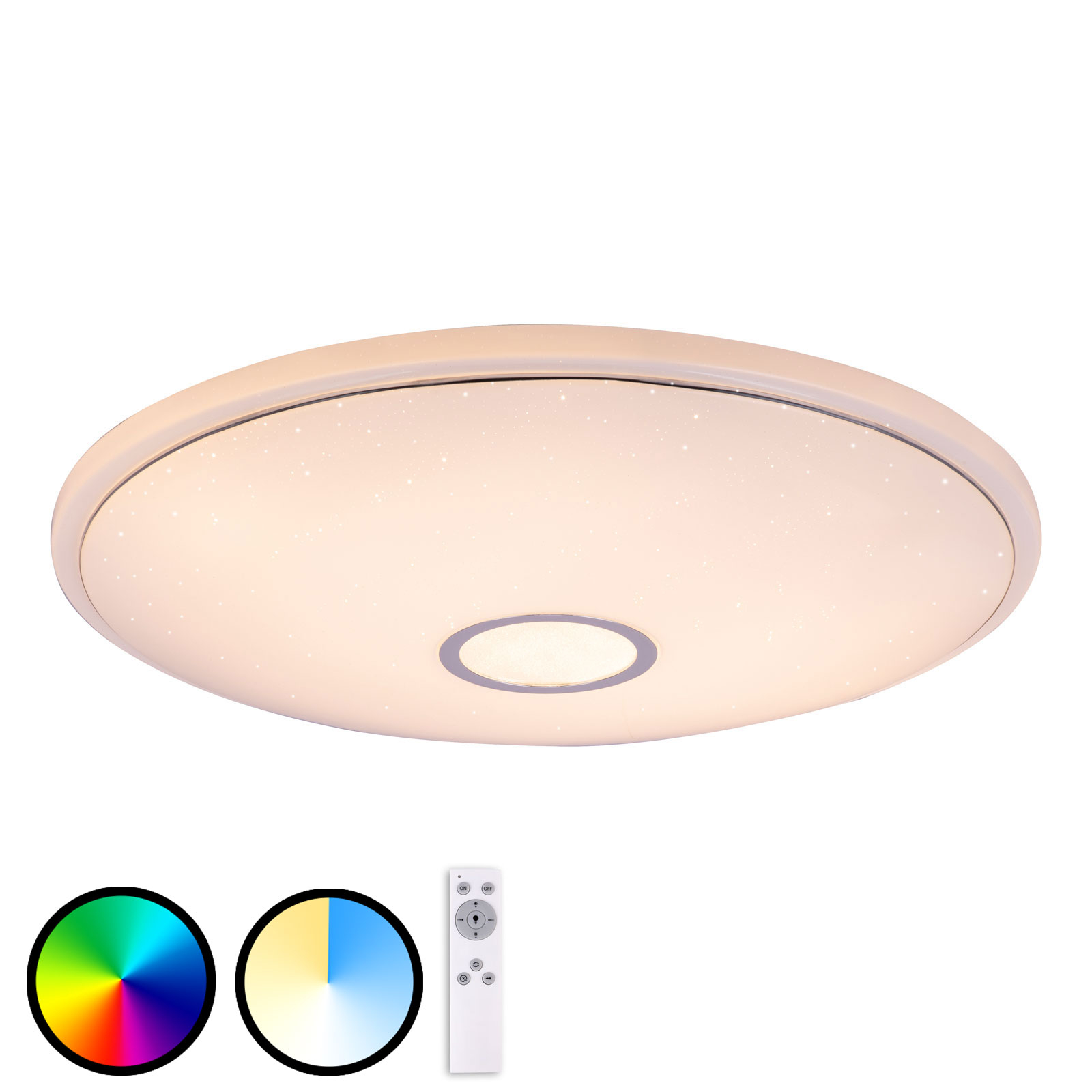 Globo Conner LED ceiling light, Tuya-Smart, 50 x 70 cm, for Living / Dining Room, plastic, 30 W, energy efficiency: A+, H: 7 cm