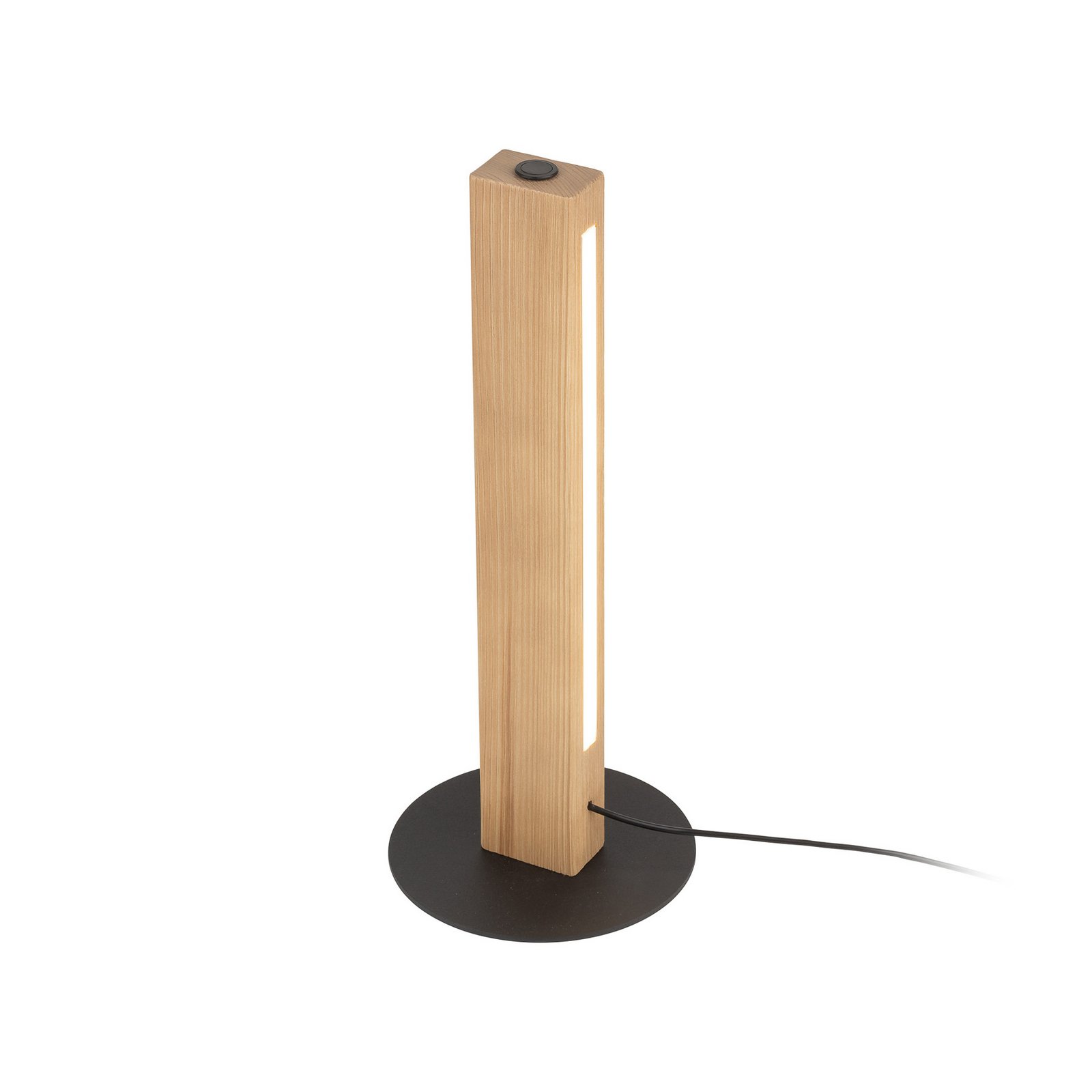 LED wooden table lamp Teo, beech, 42 cm, touch dimmer