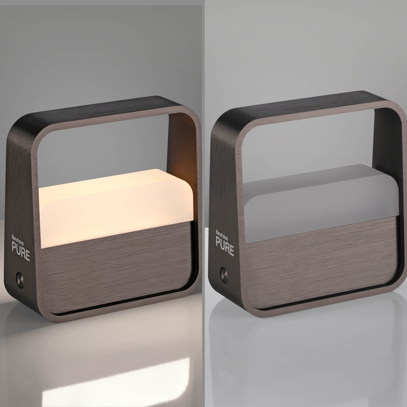 Lampe à poser LED rechargeable Go, brun métal foncé, aluminium - PURE