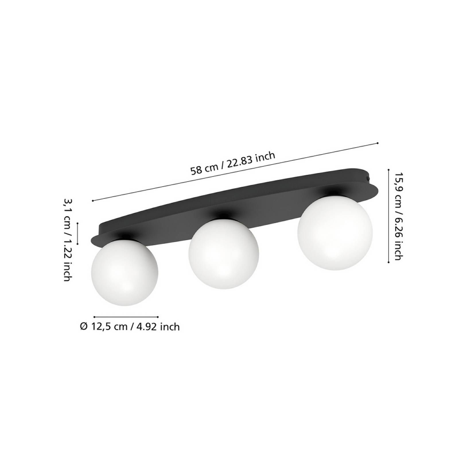 Lampa sufitowa EGLO CASTROVIDO, czarna, 58 cm, 3-punktowa, IP44, G9-LED