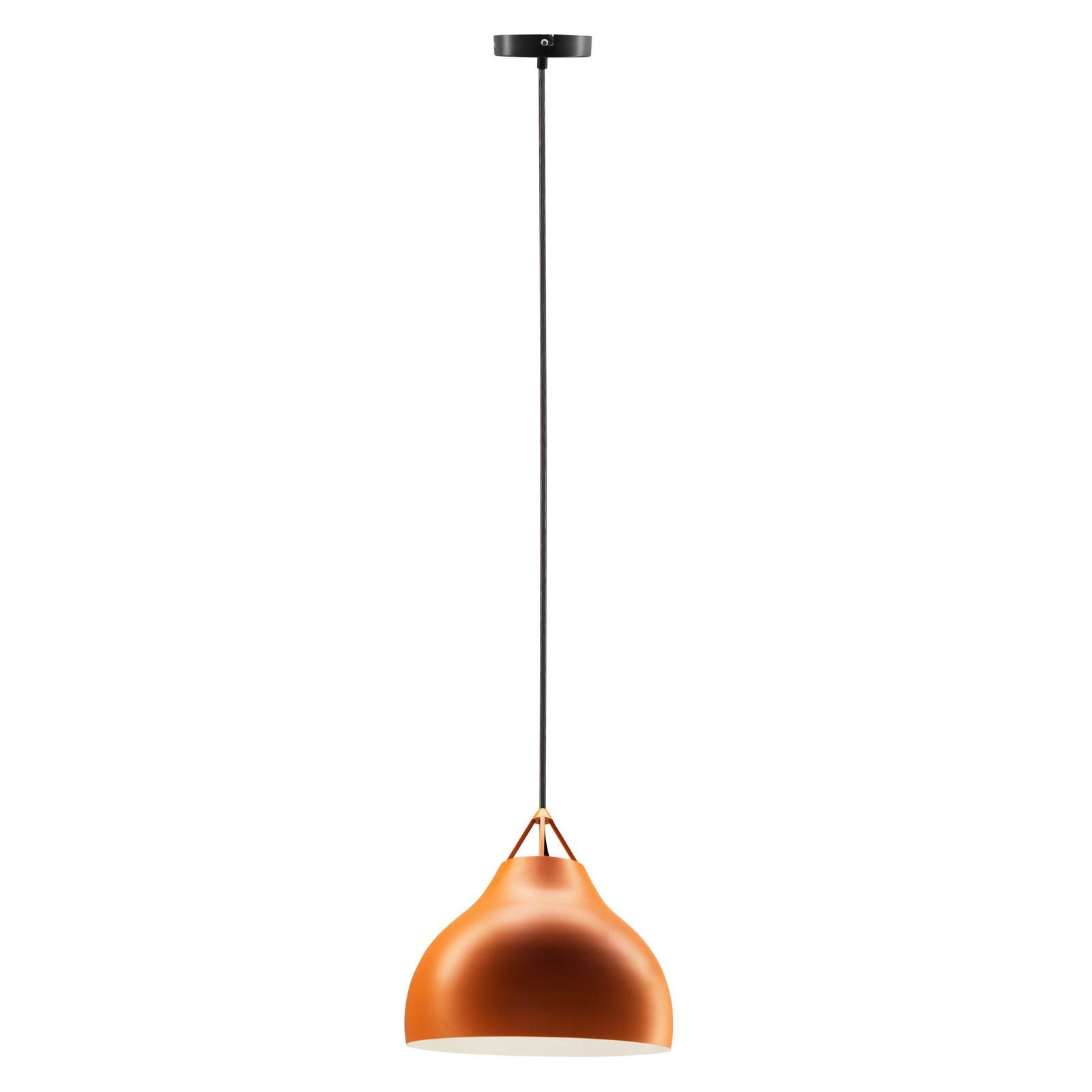 Dyberg Larsen hanging light Pyra, Ø 29 cm, cognac, metal