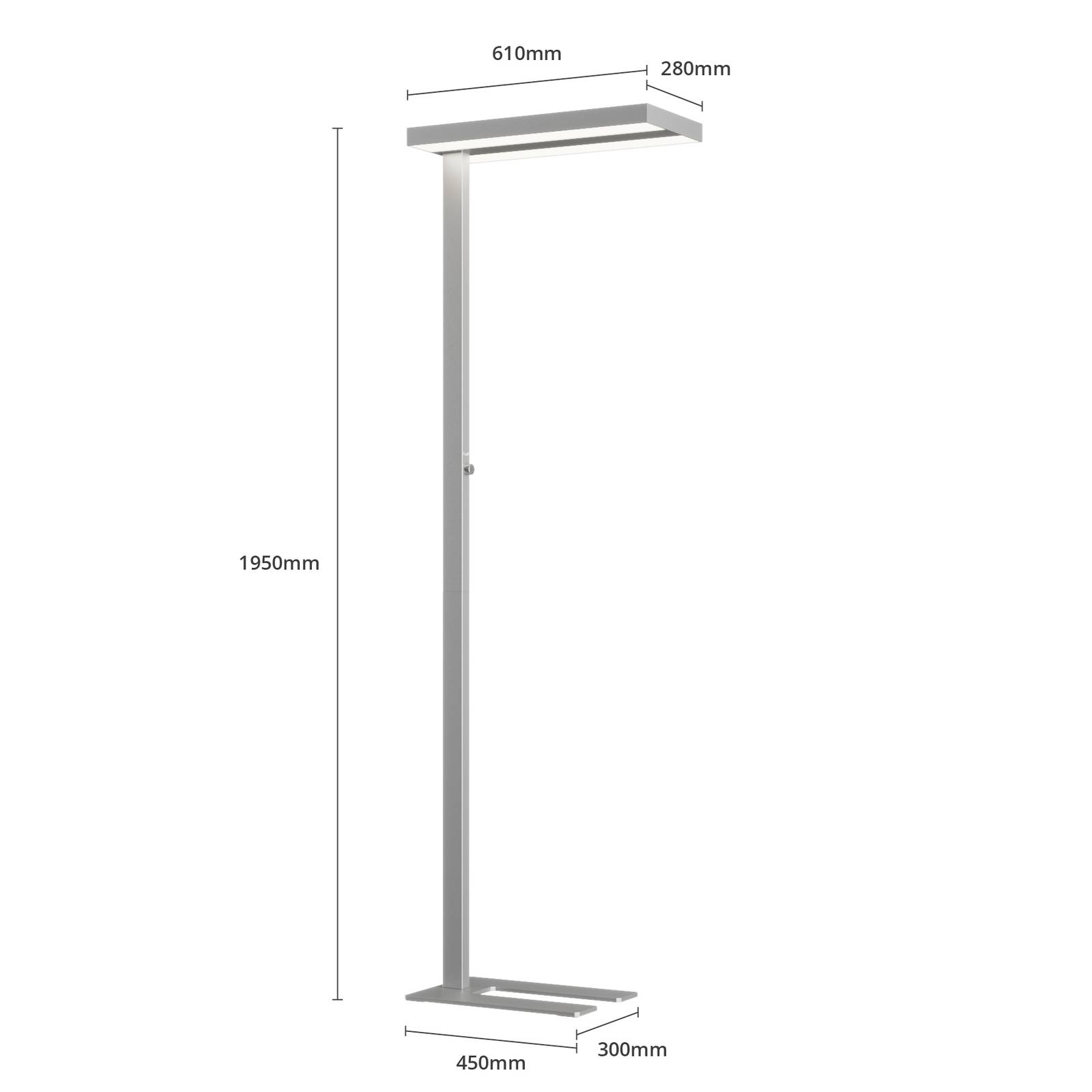 Ściemniana lampa stojąca biurowa LED Logan, 4000K, 2 szt