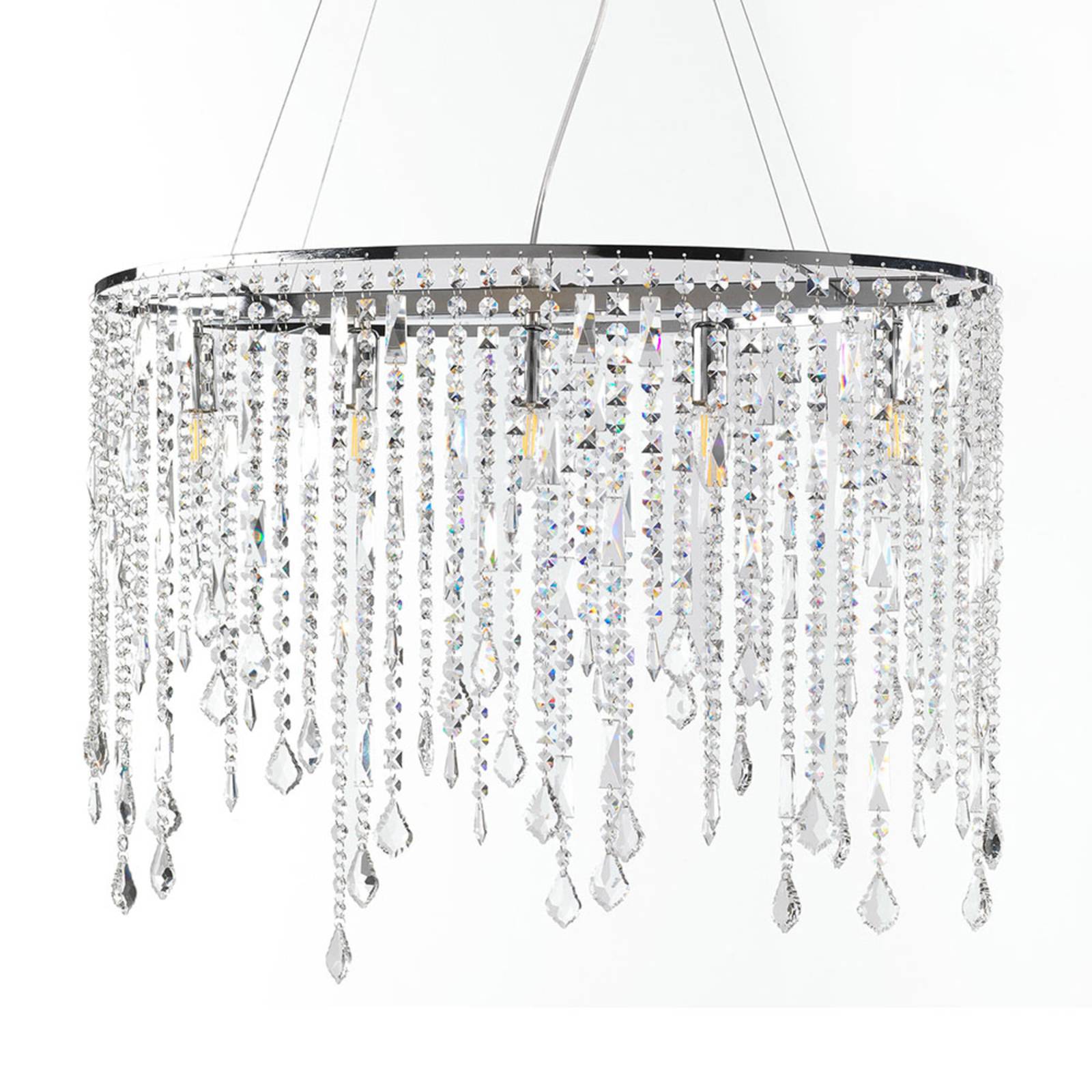 Hanglamp Laila met kristal-behang 5-lamps