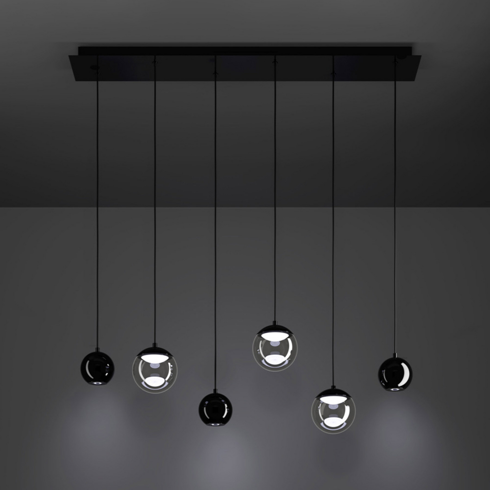 Lampada LED a sospensione Stars of Light ANORIAS, nera, 100 cm, a 6 luci Lampada LED a sospensione Stars of Light ANORIAS, nera, 100 cm, a 6 luci