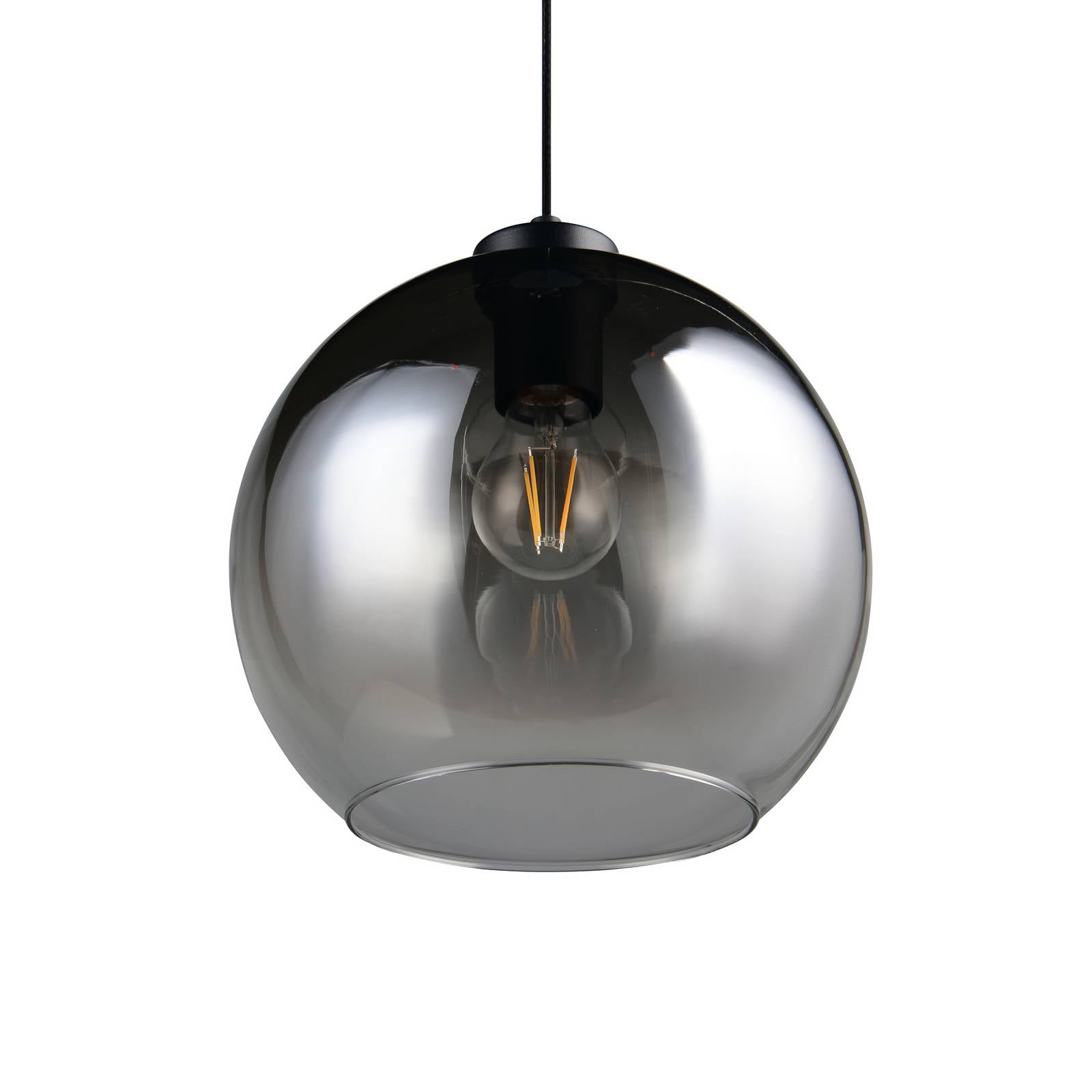 Reality Leuchten Hanglamp Liora, rookgrijs, Ø 25 cm, glas, E27