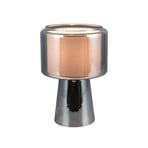 Lampada da tavolo Rocka, cromata, altezza 29 cm, vetro/tessuto