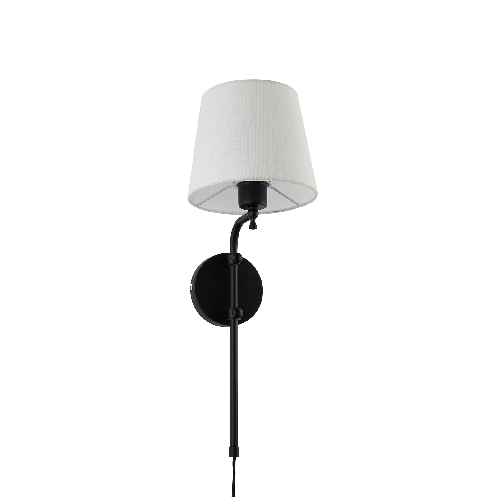 Wandlampe Munich, Stecker, schwarz/weiß, Leinen, verstellbar