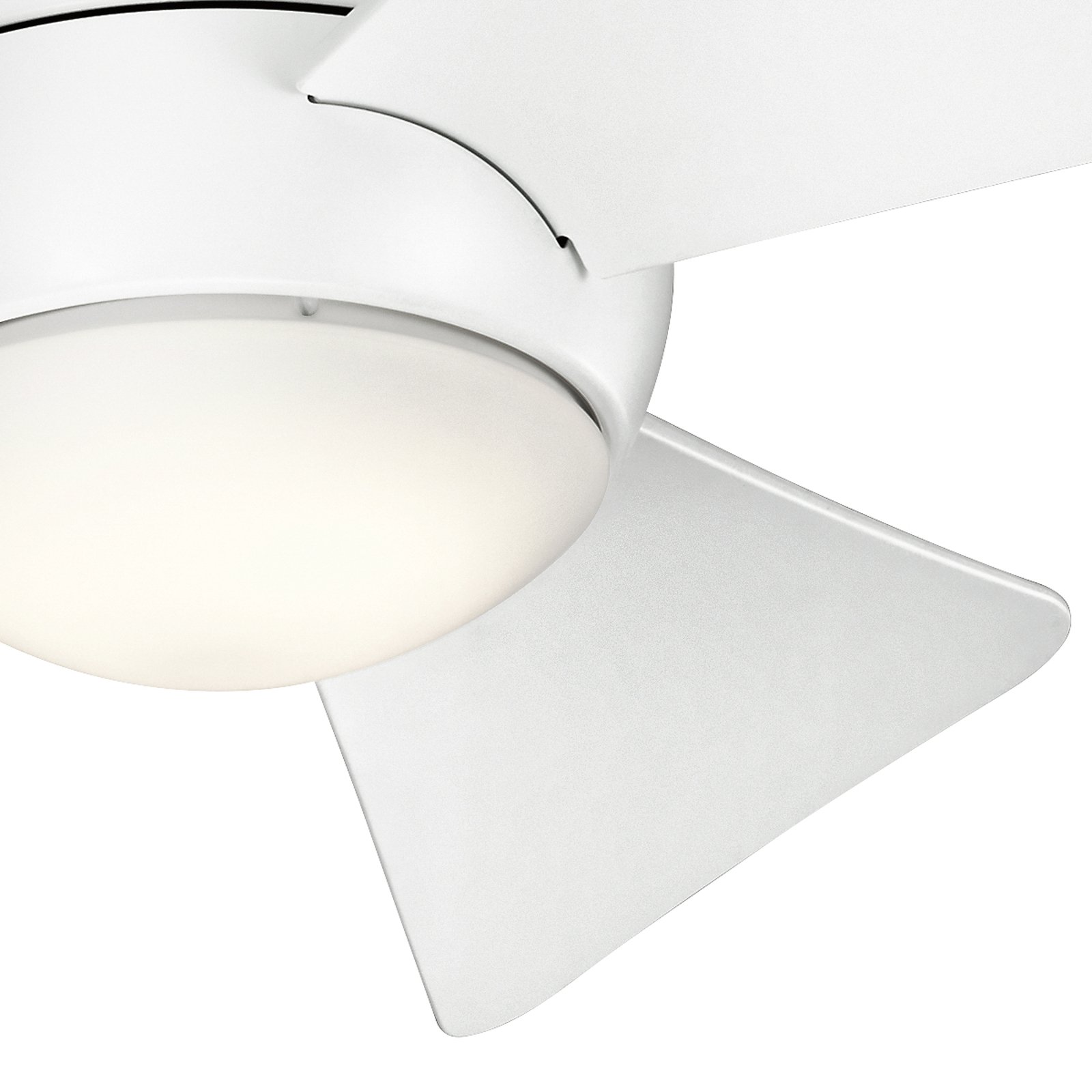 Sola LED ceiling fan, IP23 matt white