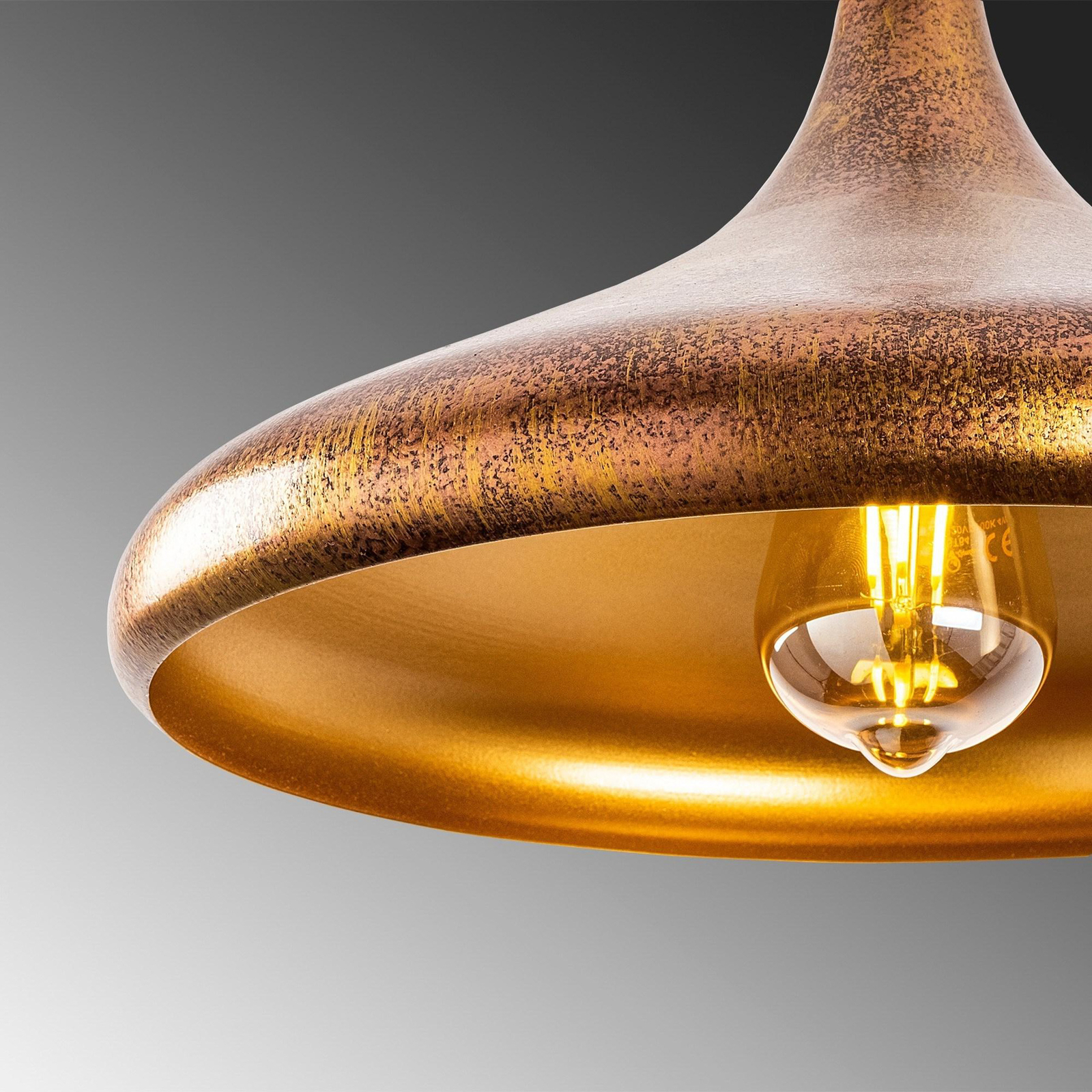 Pendant light Barek 11545, burnished brass, metal, Ø 34 cm