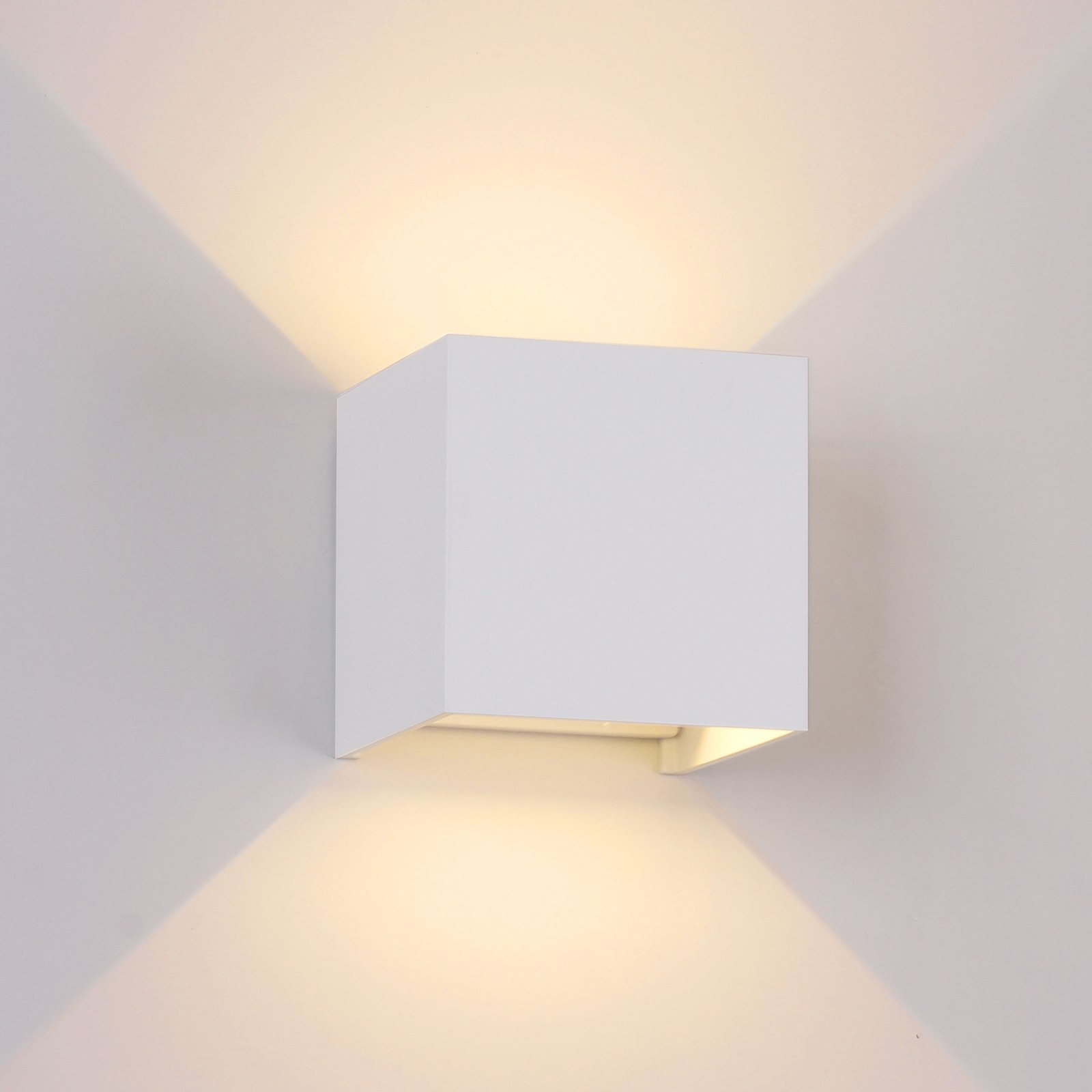 Davos LED para parede exterior, branco, angular, regulável, alumínio