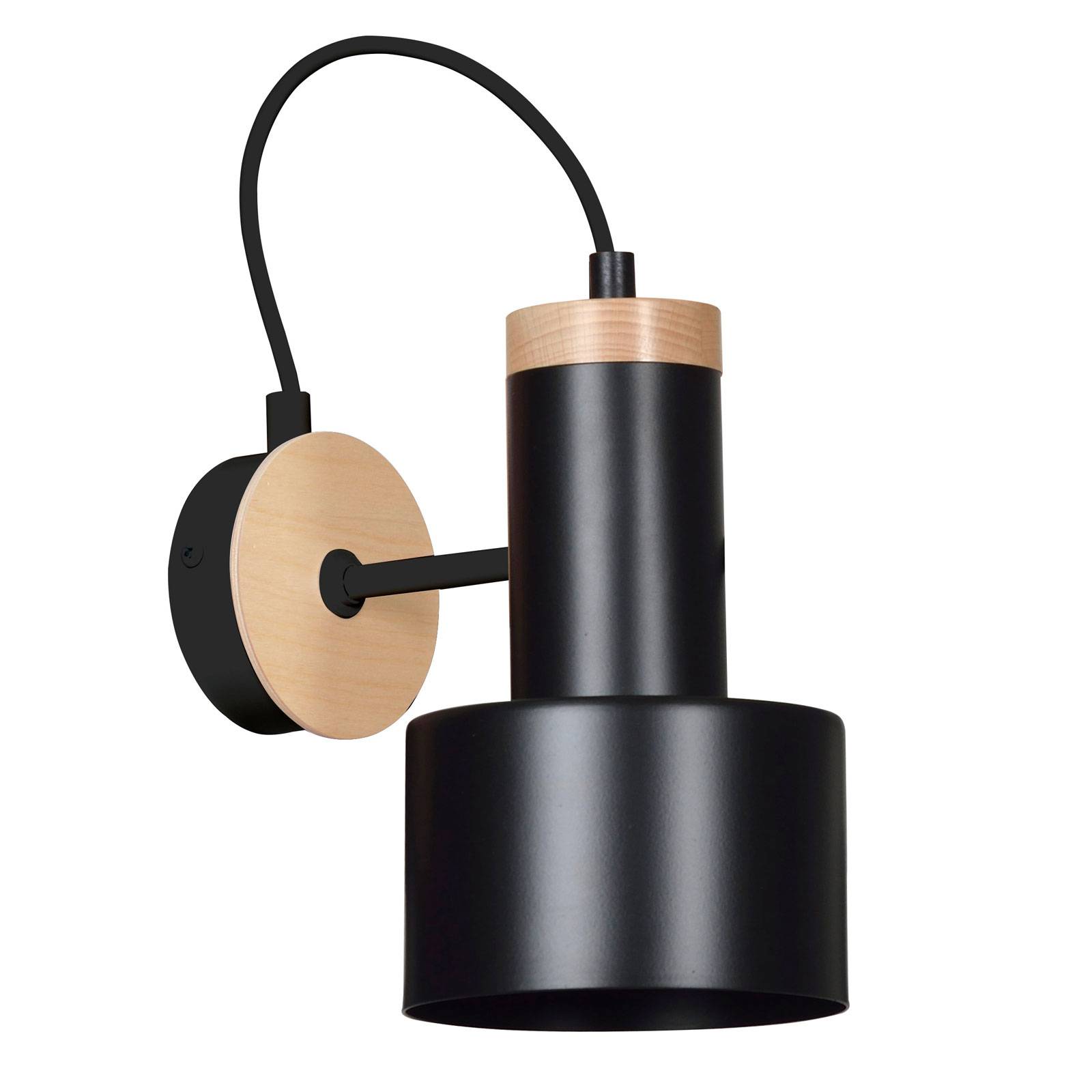 Wandspot Foxtrot K1 mit Holzelementen, schwarz kaufen | Lampenwelt.de