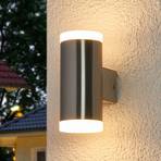 tweeflammige LED buitenwandlamp Eliano, RVS