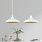 Claus pendant light, white, length 85 cm, 2-bulb, metal