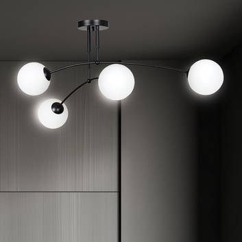 Pregos 4 ceiling light in black, 4-bulb