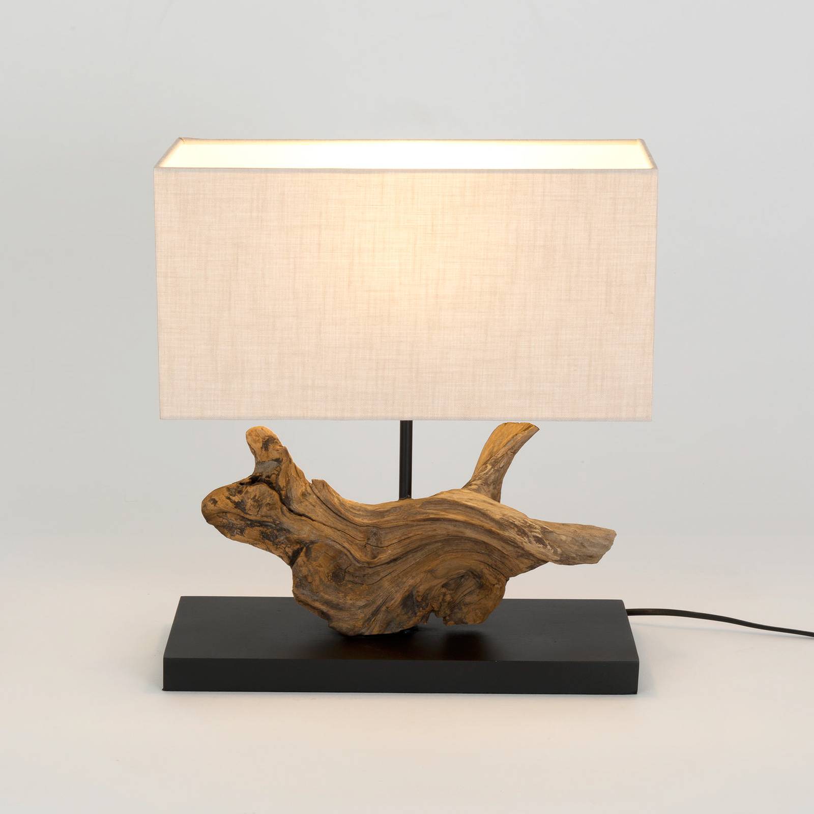 Lipari bordlampe træfarvet/beige højde 41 cm linned