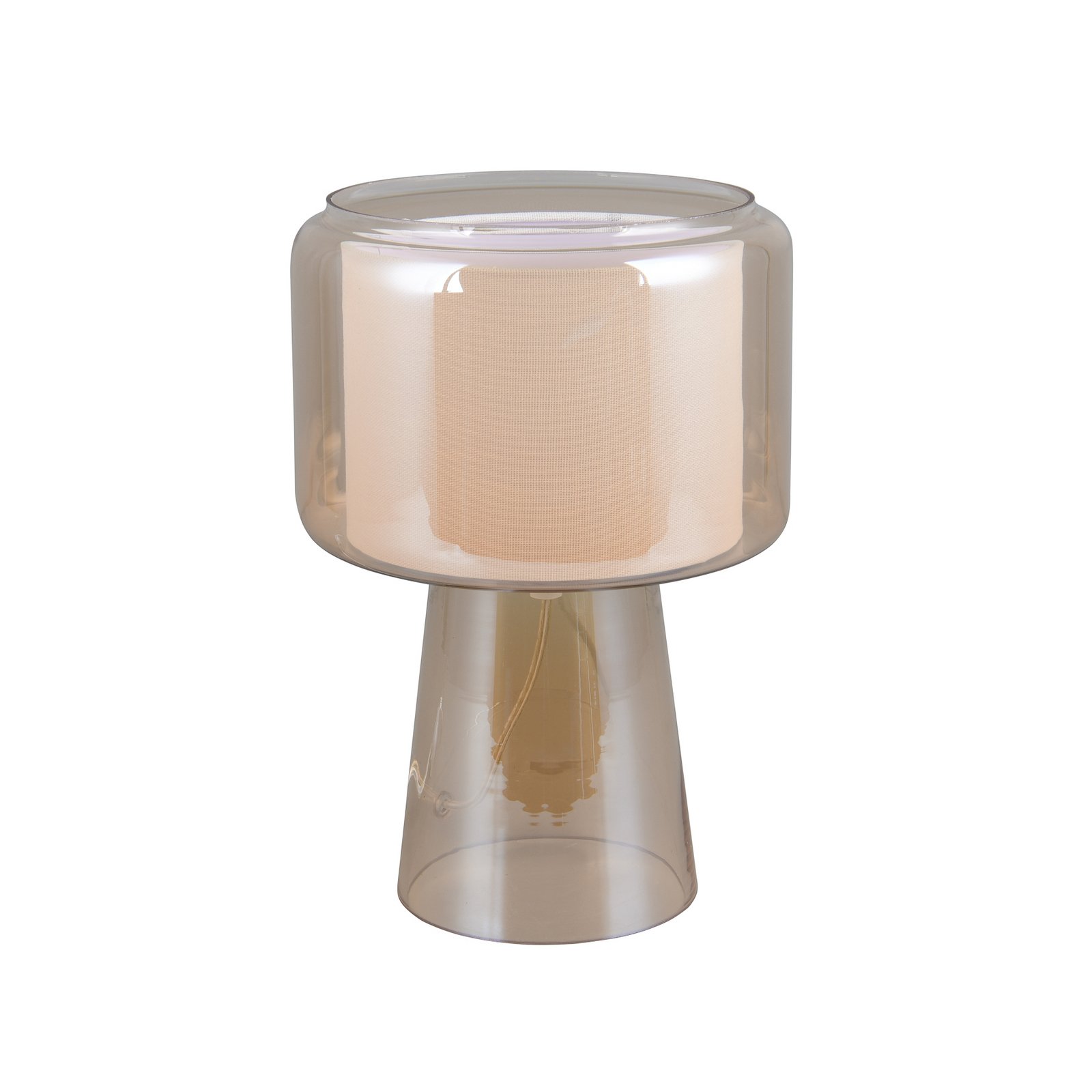 Lampada da tavolo Rocka, color ambra, altezza 29 cm, vetro/tessuto Lampada da tavolo Rocka, color ambra, altezza 29 cm, vetro/tessuto