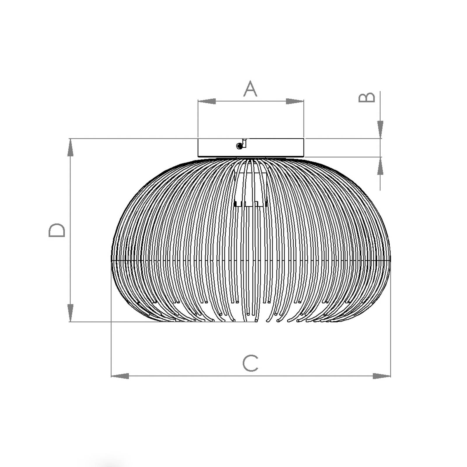 Lampa sufitowa Venezuela, klosz wykonany ze złotych prętów