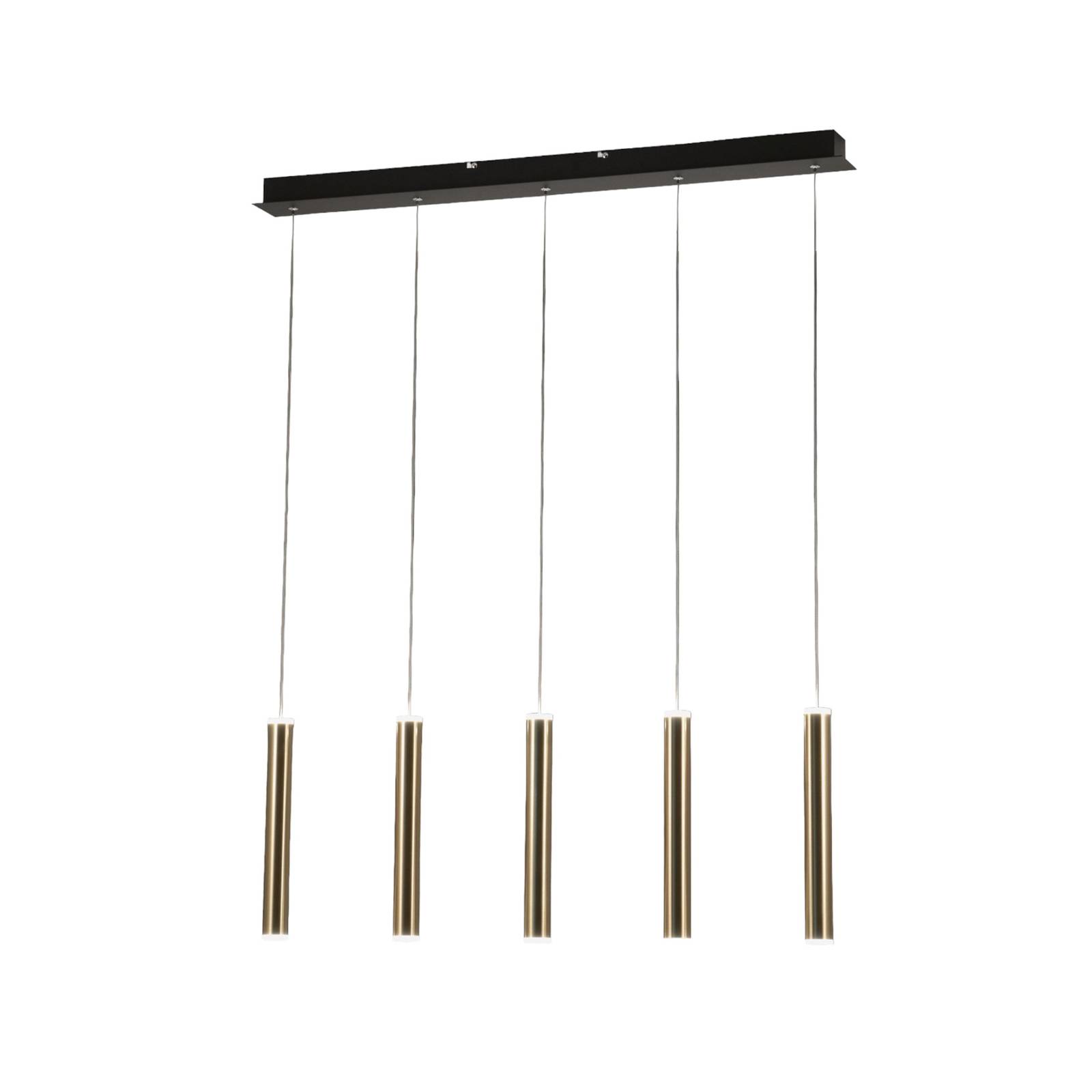 LED-Hängeleuchte Prado, gold, 5-flammig, linear, dimmbar