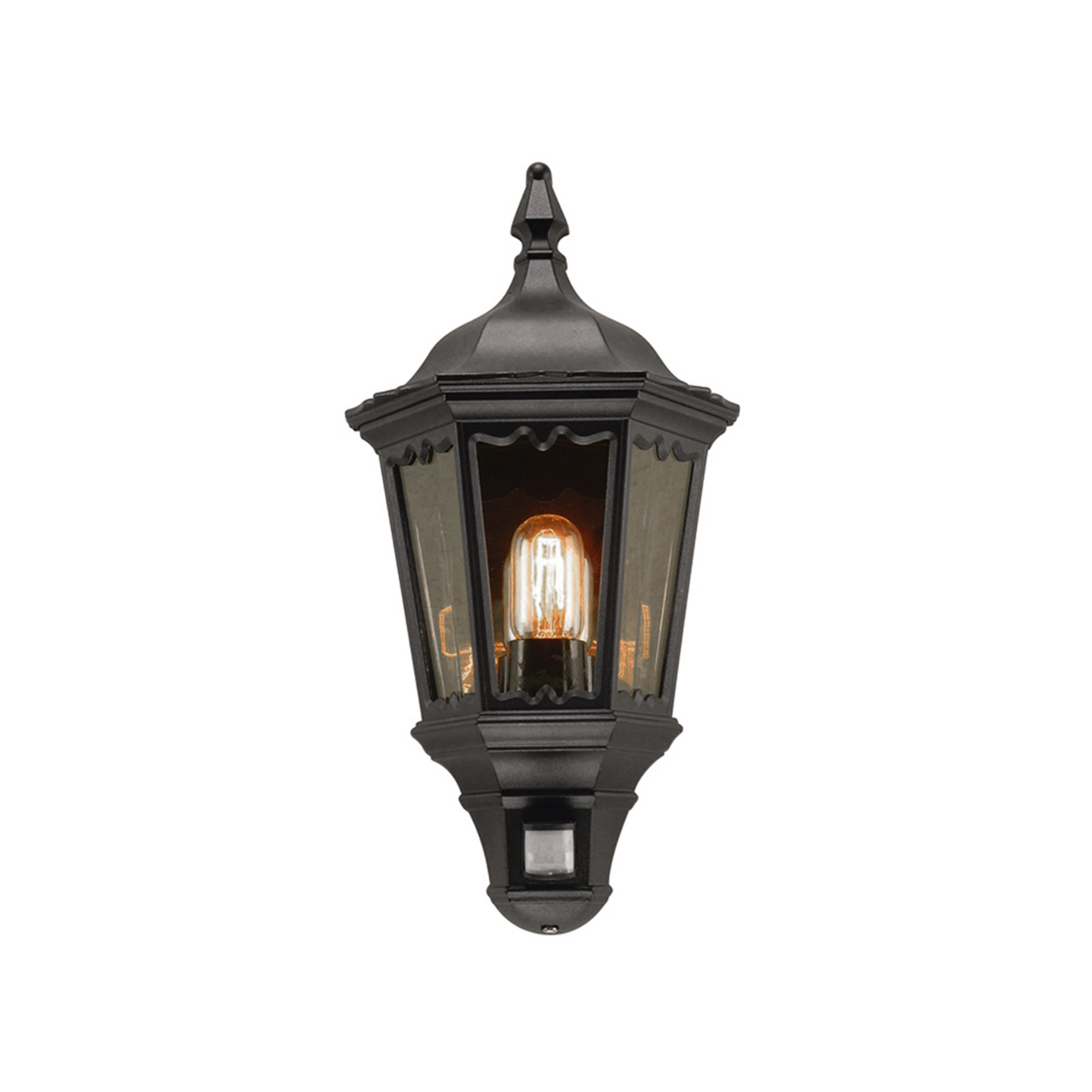 Medstead outdoor wall light, sensor, black, IP43 - Elstead