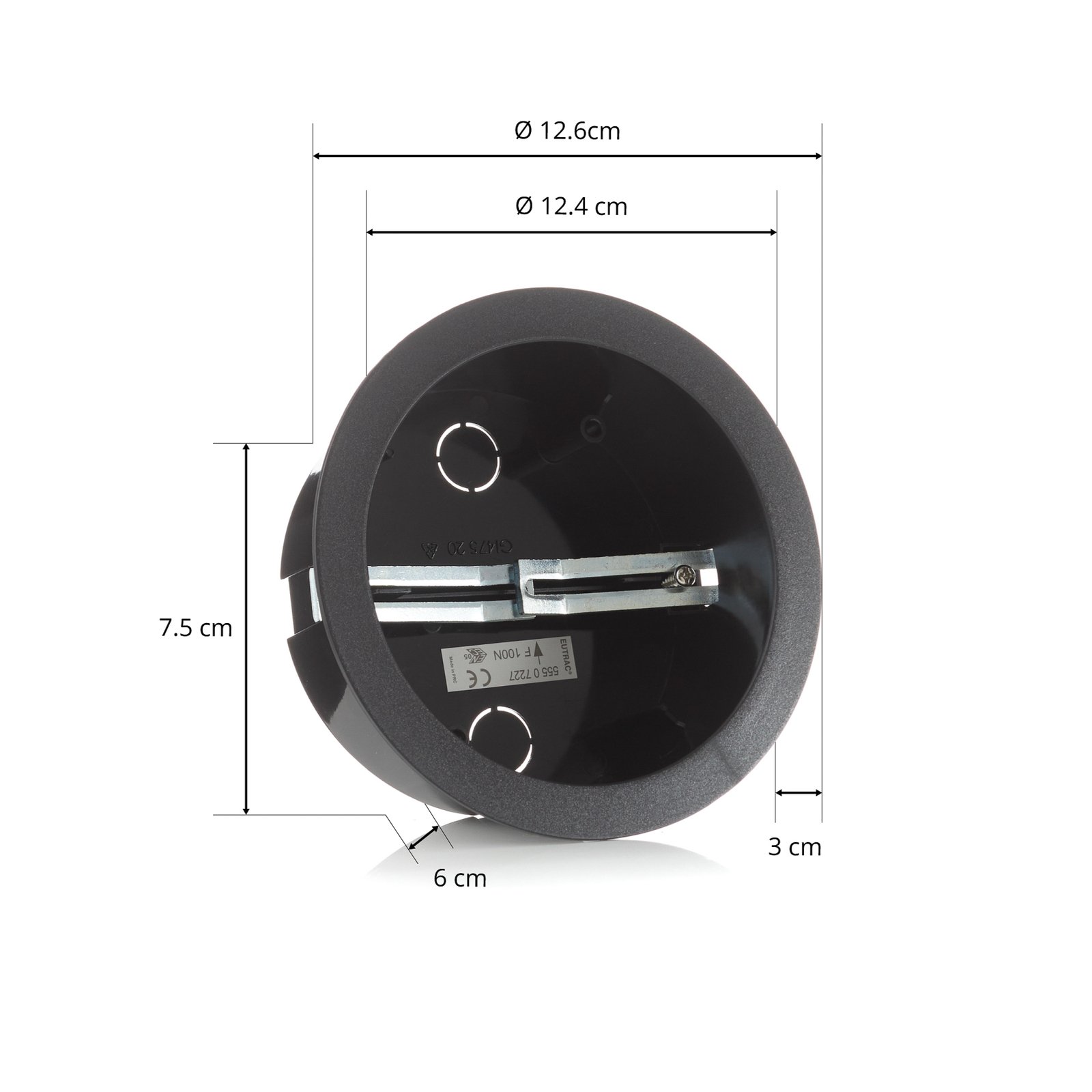 Eutrac pot d'encastrement pour monopoint en saillie, noir