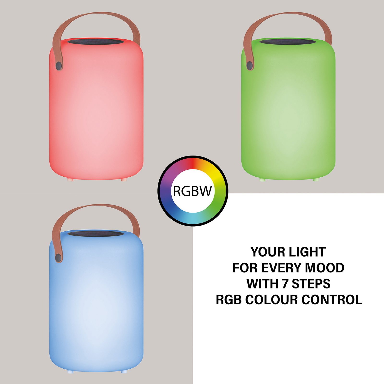 LED-solcellebordlampe Orno, varmhvit og RGB