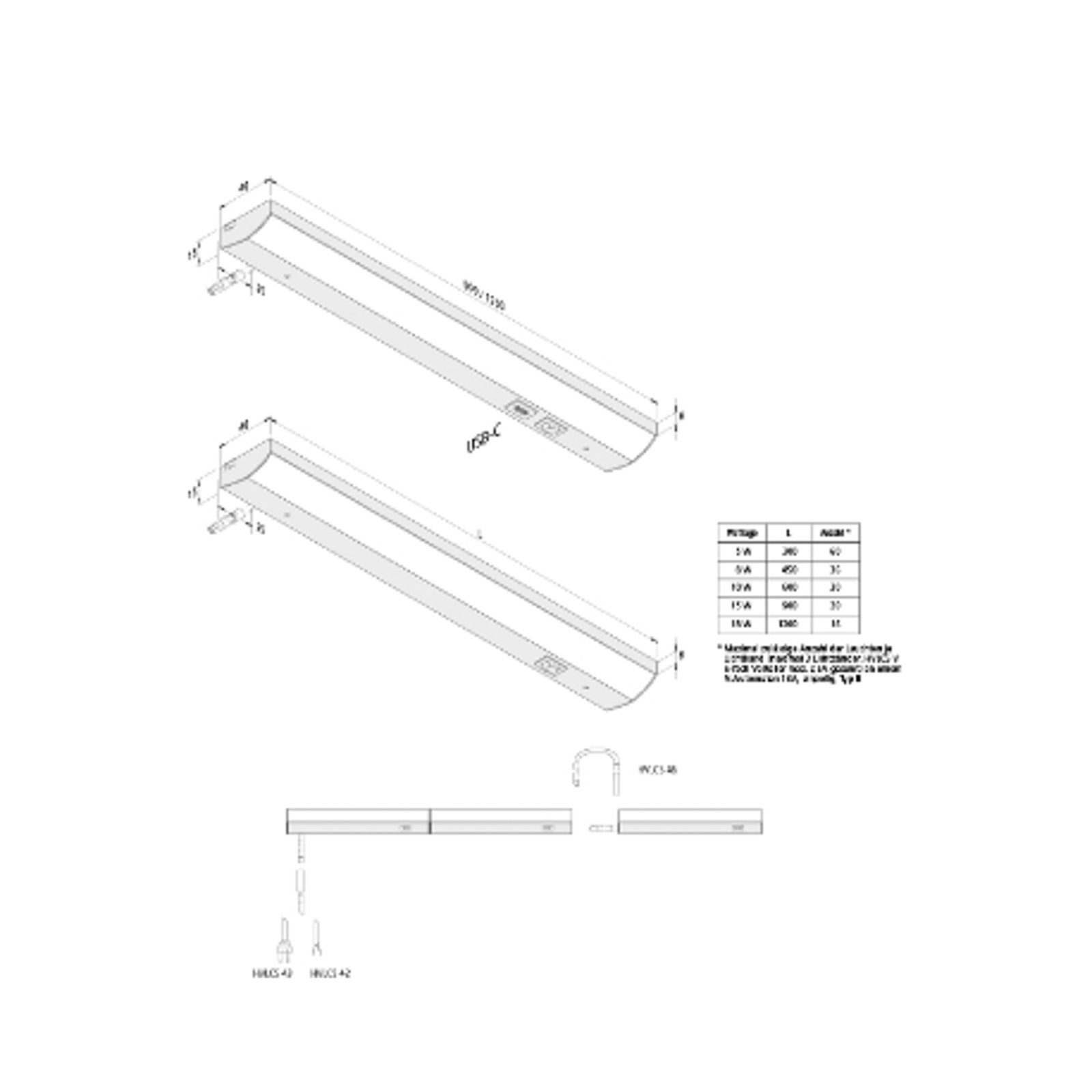 ModuLite F LED apgaismojums zem skapja, melns, 45 cm, 4000 K alumīnijs