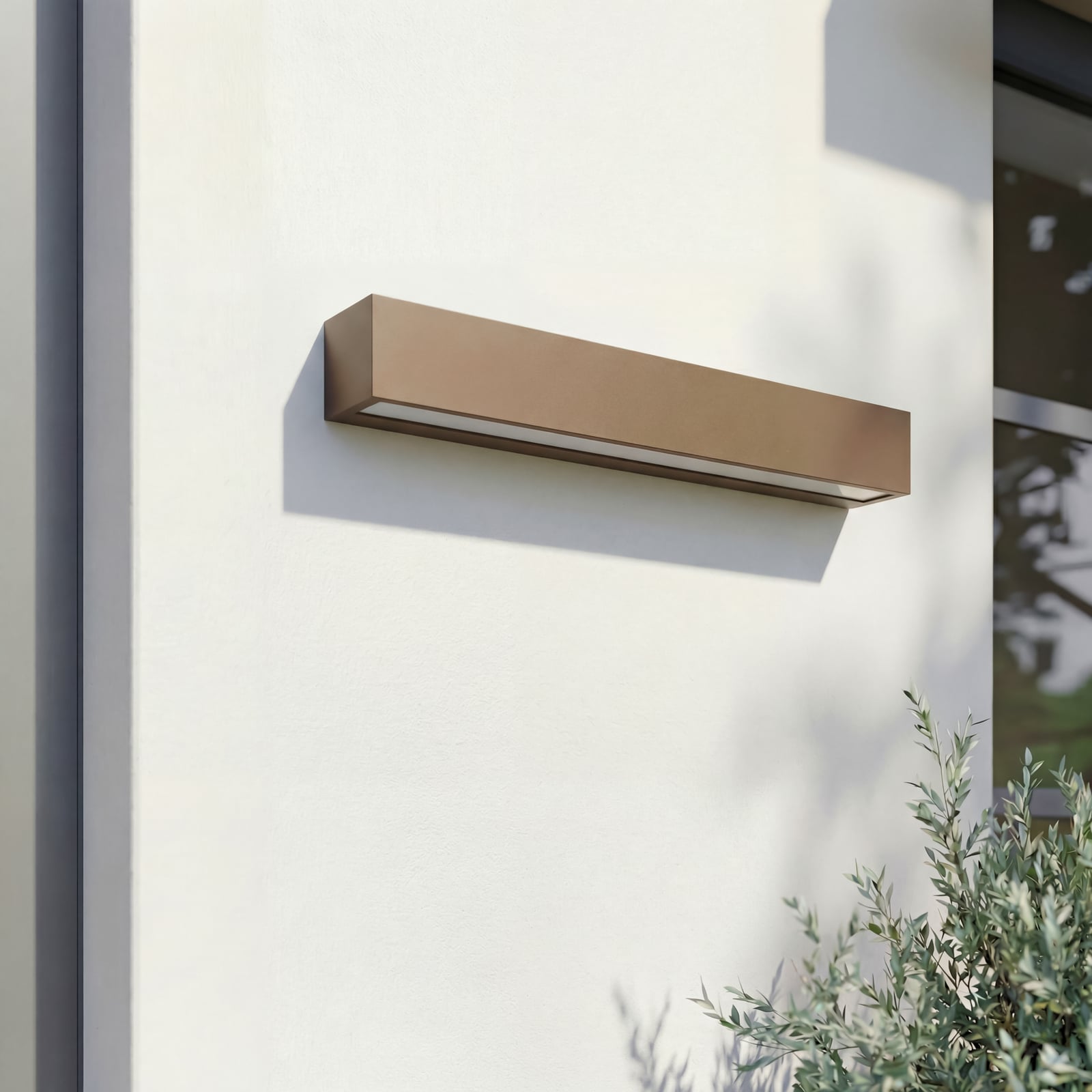 Lucande LED āra sienas lampa Lengo, 50 cm, brūna, virzienā uz leju, 3000 K