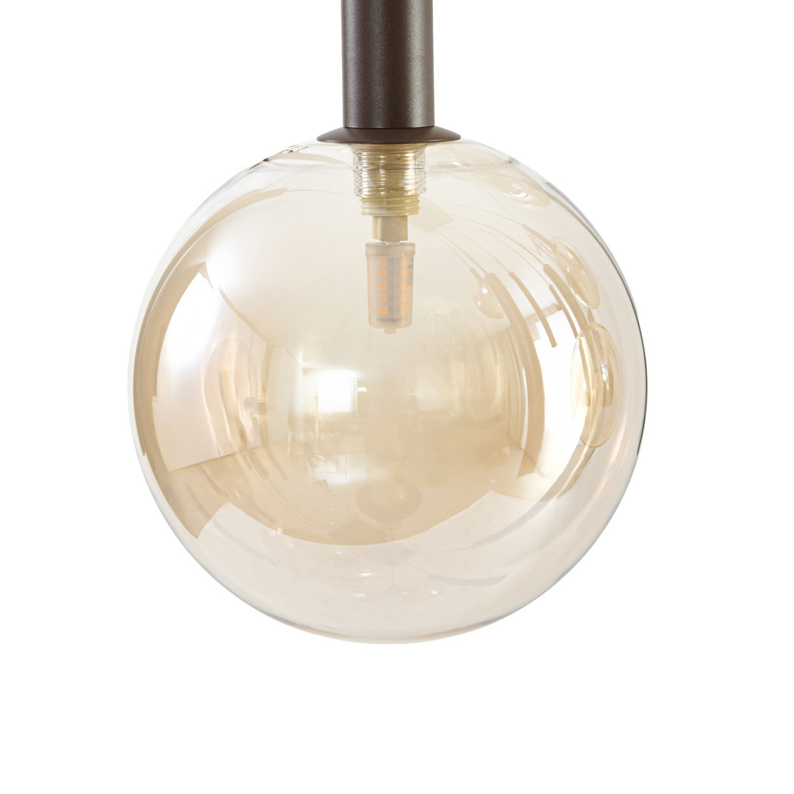 Lucande hængelampe Lumavia, 12 lyskilder, glas, brun/ravfarvet, G9