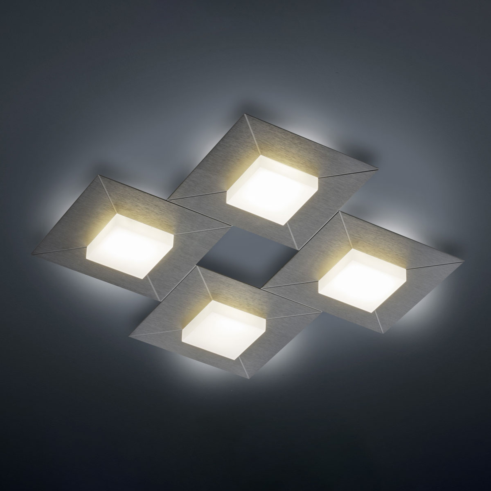 BANKAMP Diamond ceiling light 42x42cm, anthracite, for Living / Dining Room, metal, acrylic, 32 W, energy efficiency: A+, L: 42.5 cm, W: 42.5 cm, H: 5.5 cm