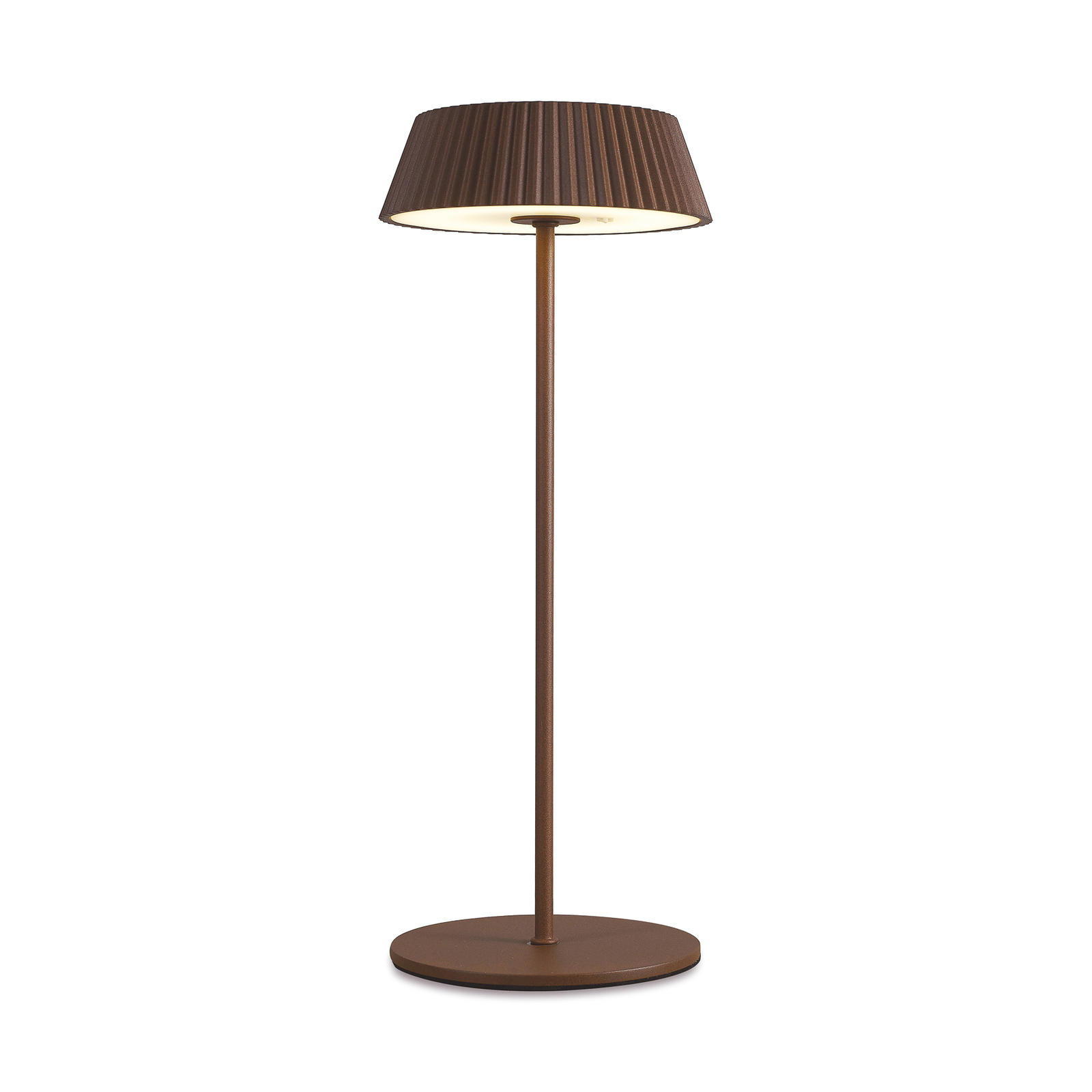 Lampada da tavolo LED Relax con base, corten, a batteria, IP54