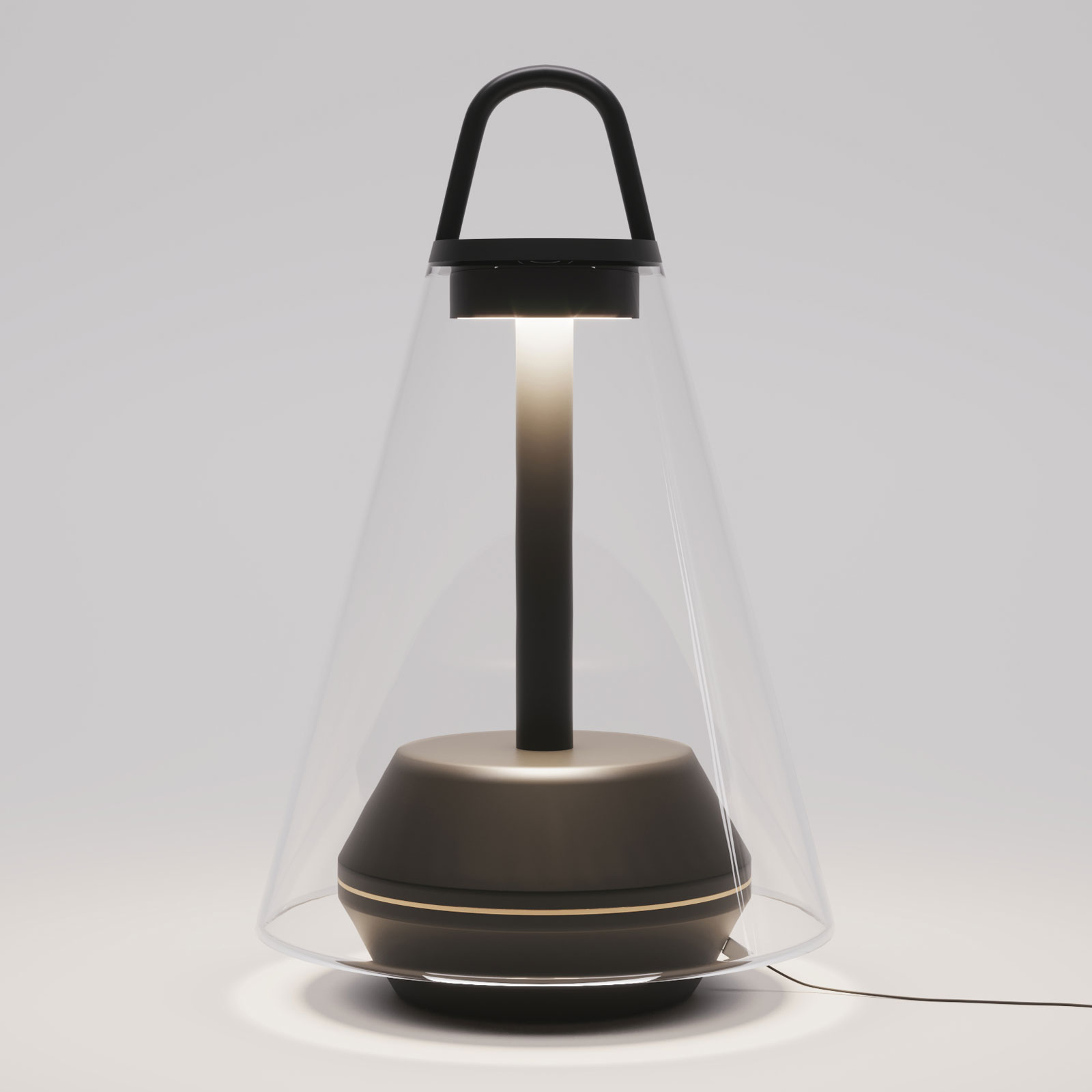 Prandina Shuttle table lamp black, clear glass