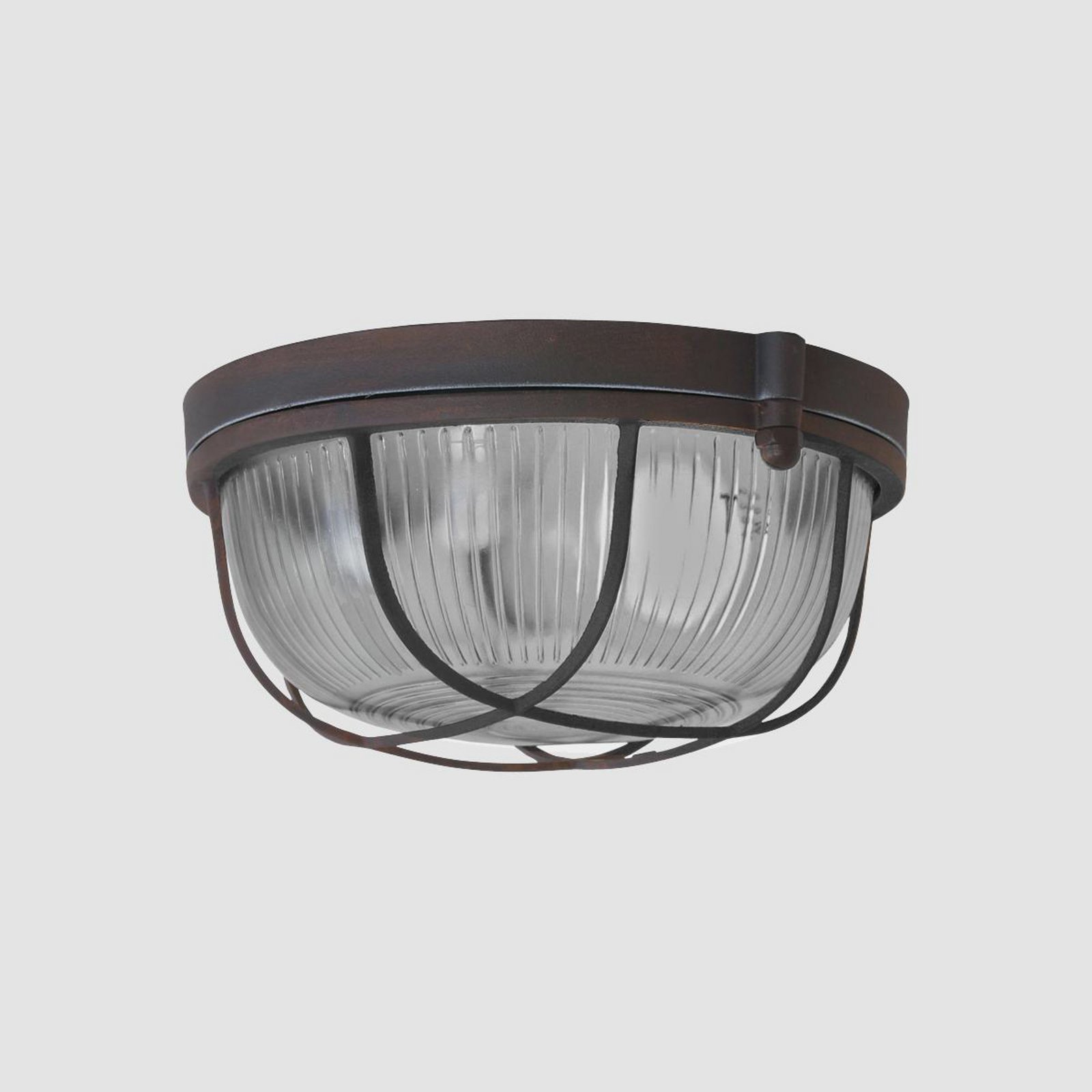 Deckenleuchte Lisanne, braun, Ø 17 cm, Metall, Glas, E27