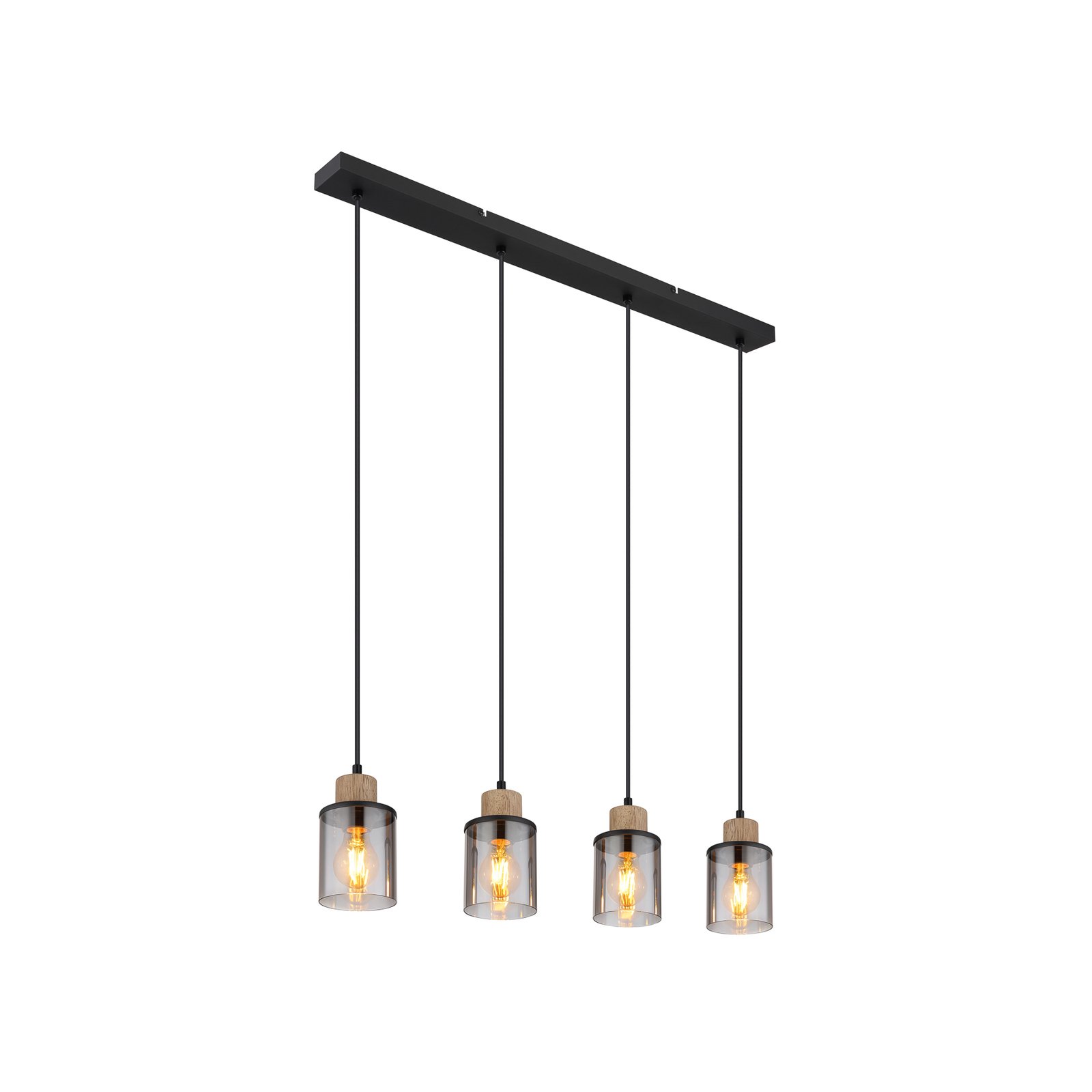 Hanglamp Reid, 4-lamps, zwart/rook
