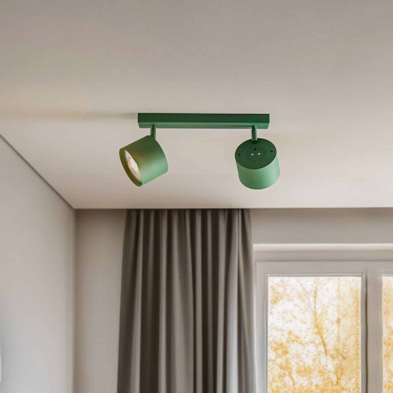 Projetor de teto Chloe ajustável com duas luzes, verde
