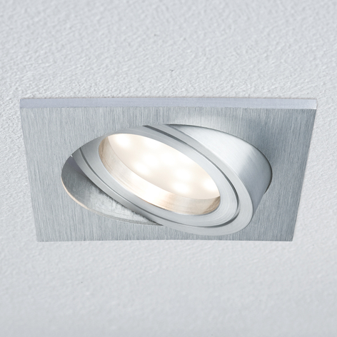 Lampe LED encastrable Coin IP23, aluminium brossé