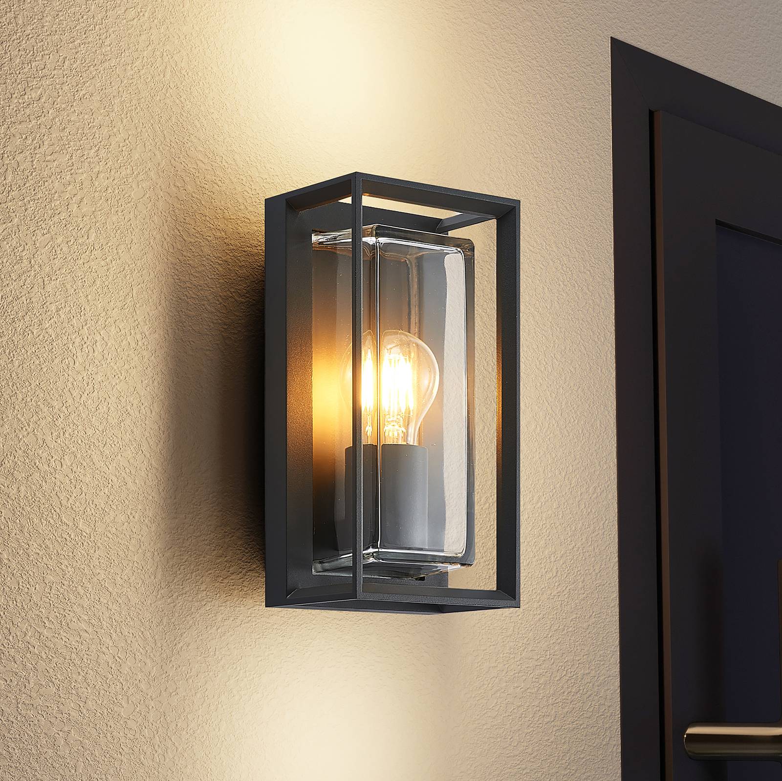 Arcchio utomhus vägglampa Ismera IP65 glas mörkgrå E27